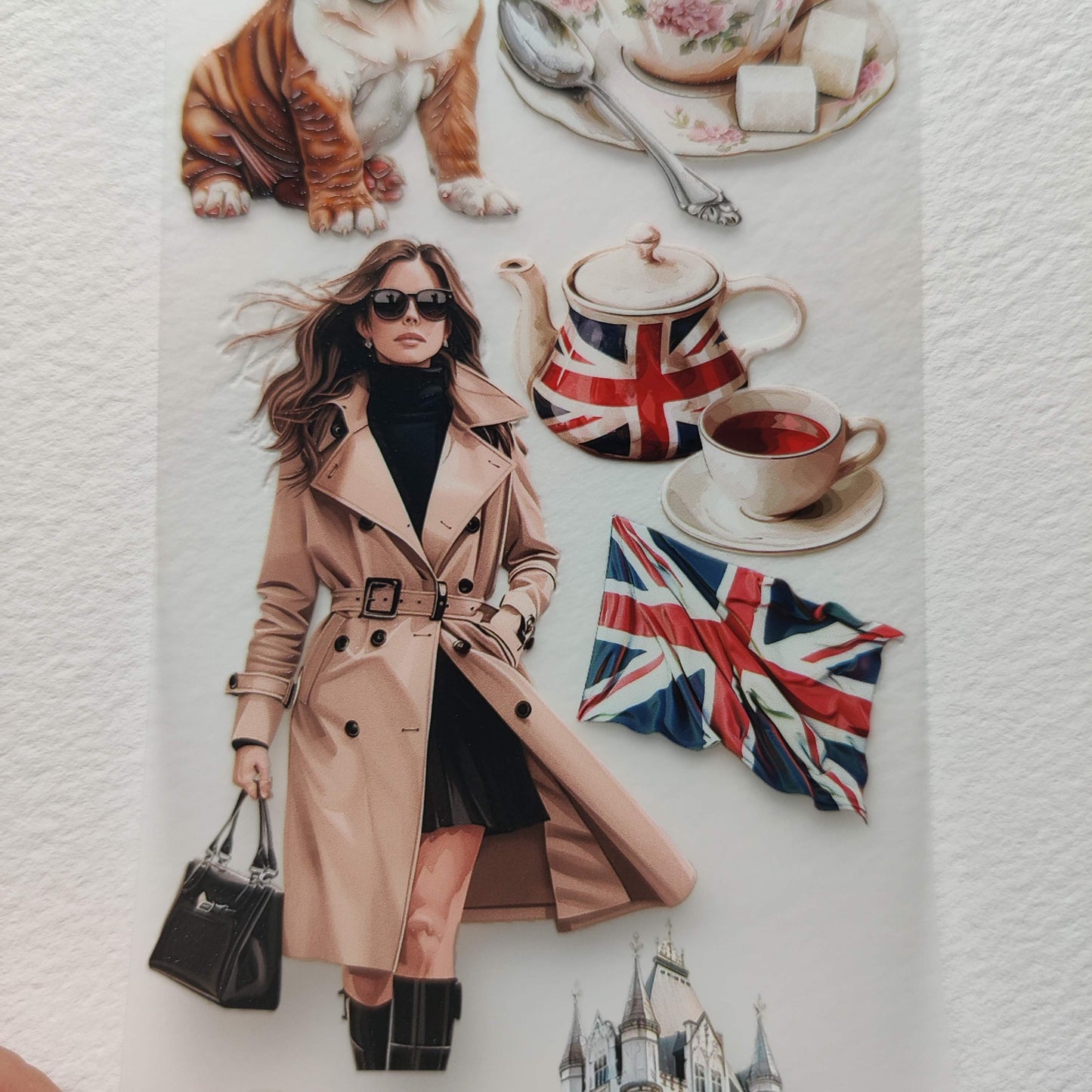 PET 3D raised tape cup of coffee in London tape,one roll vintage fashion, junk journal, scrapbooking,bullet journal, card making.