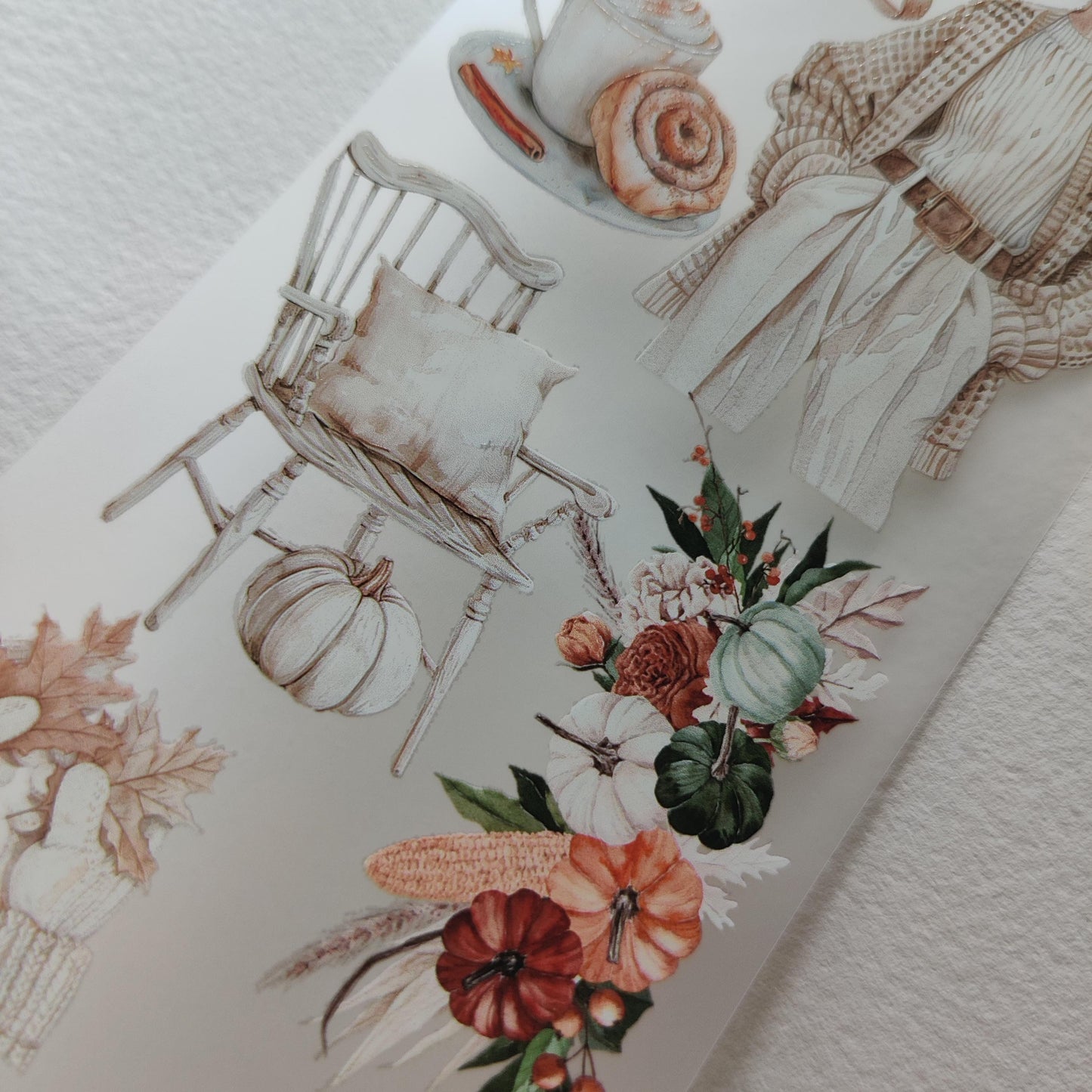 PET 3D raised tape pastel autumn girls tape,one roll vintage fashion, junk journal, scrapbooking,bullet journal, card making.