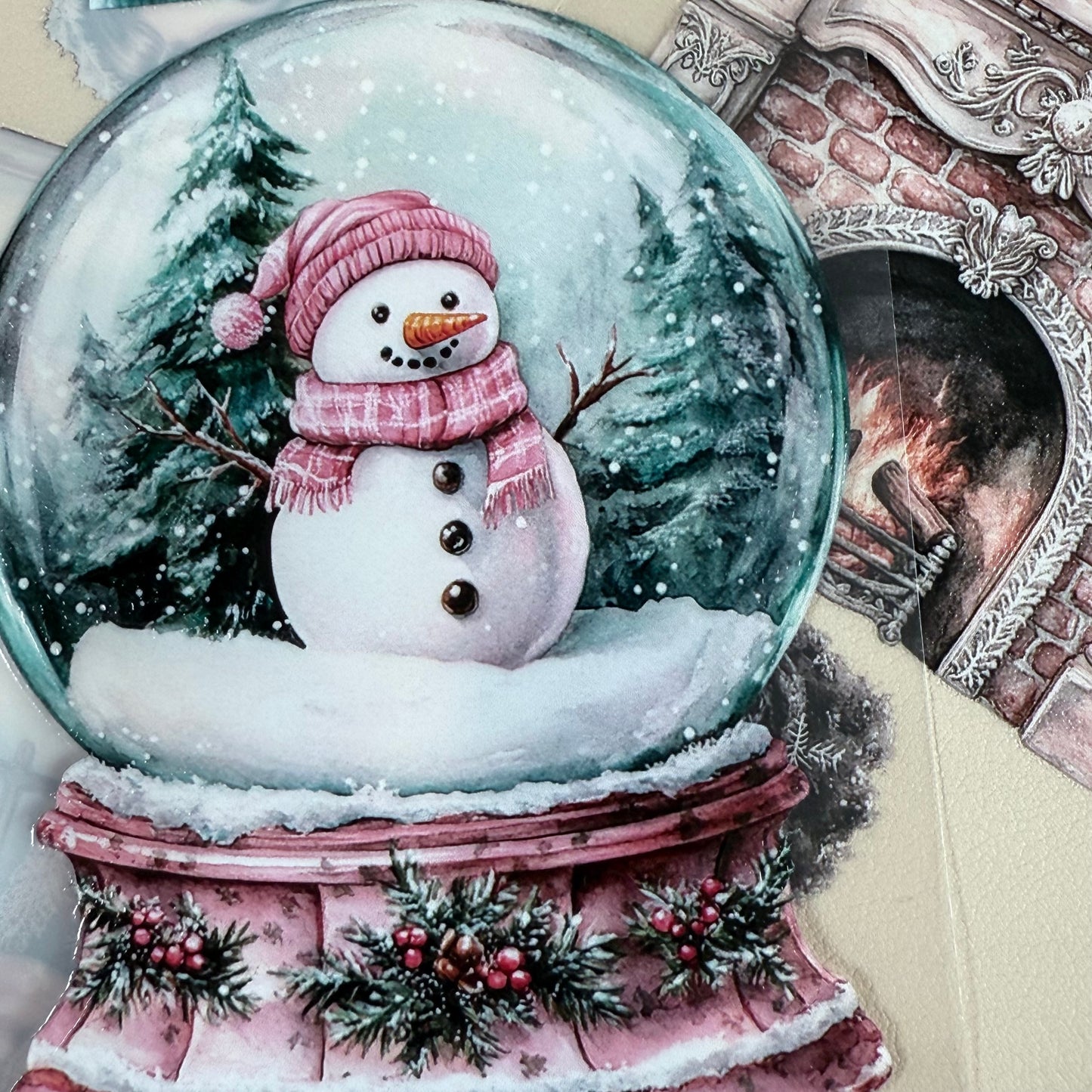 PET 3D raised Pink and teal Christmas and Frosted Fables tape,one roll fashion, junk journal, scrapbooking,bullet journal, card making.