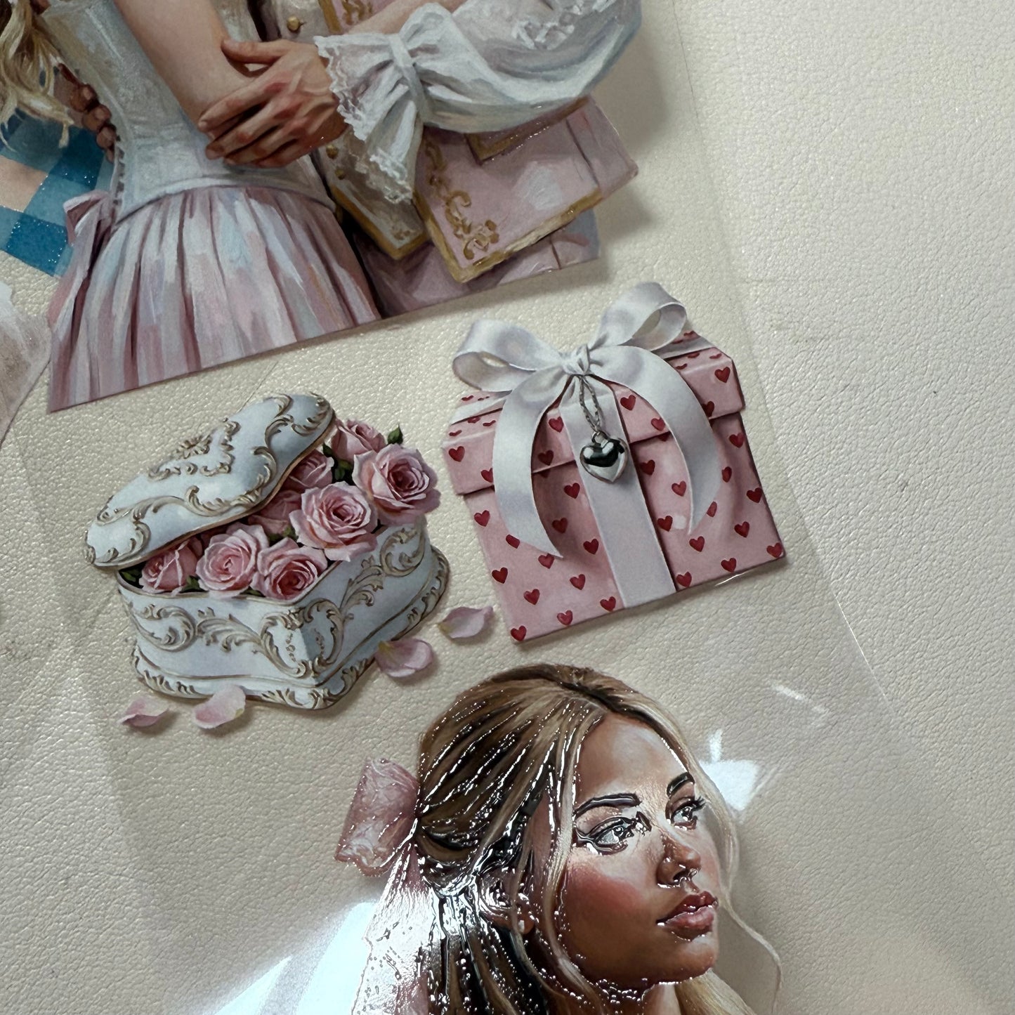 PET Rococo Amour and Winter Academia 3D raised tape,one roll fashion, junk journal, scrapbooking,bullet journal, card making.
