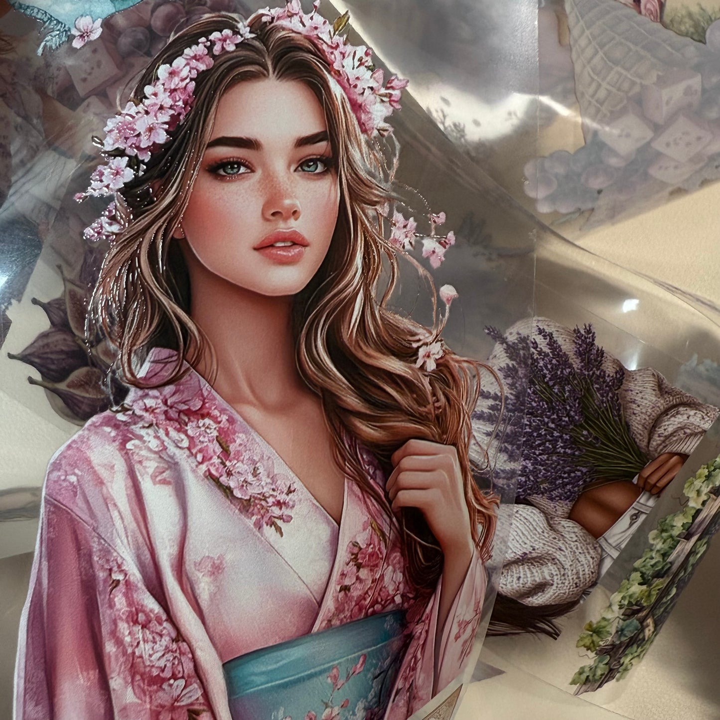 PET 3D raised Lavender Provence and Japanese dreams tape,one roll fashion, junk journal, scrapbooking,bullet journal, card making.