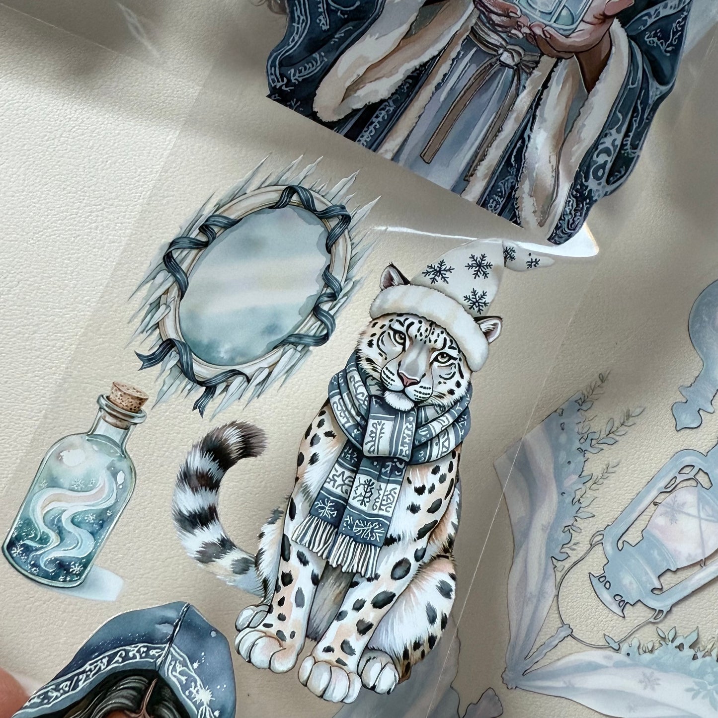 PET 3D raised Winter Mages and Silent Woods Apothecary tape,one roll fashion, junk journal, scrapbooking,bullet journal, card making.