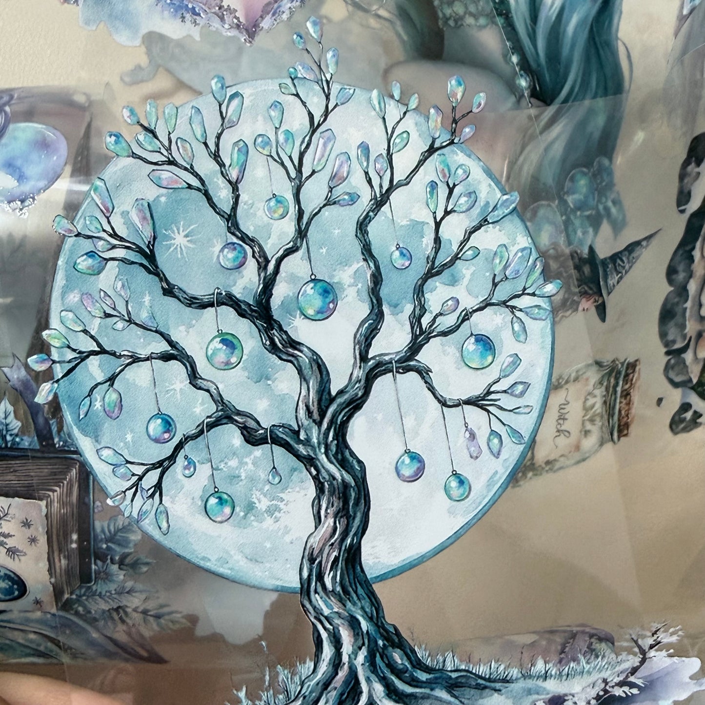 Opaline Winter Witch and Winterwood Witch PET 3D raised tape,one roll fashion, junk journal, scrapbooking,bullet journal, card making.