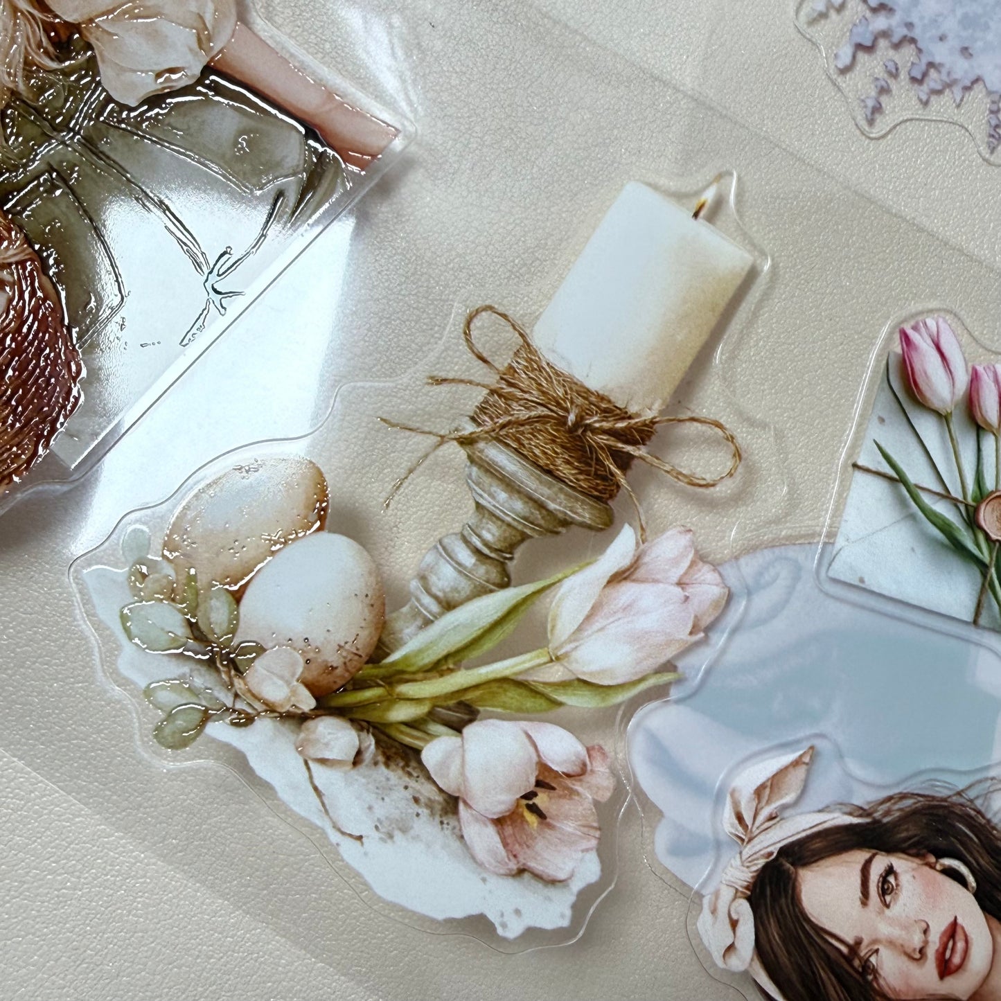 KISSCUT Rustic easter and Lavender Bouquet PET 3D raised tape,one roll fashion, junk journal, scrapbooking,bullet journal, card making.