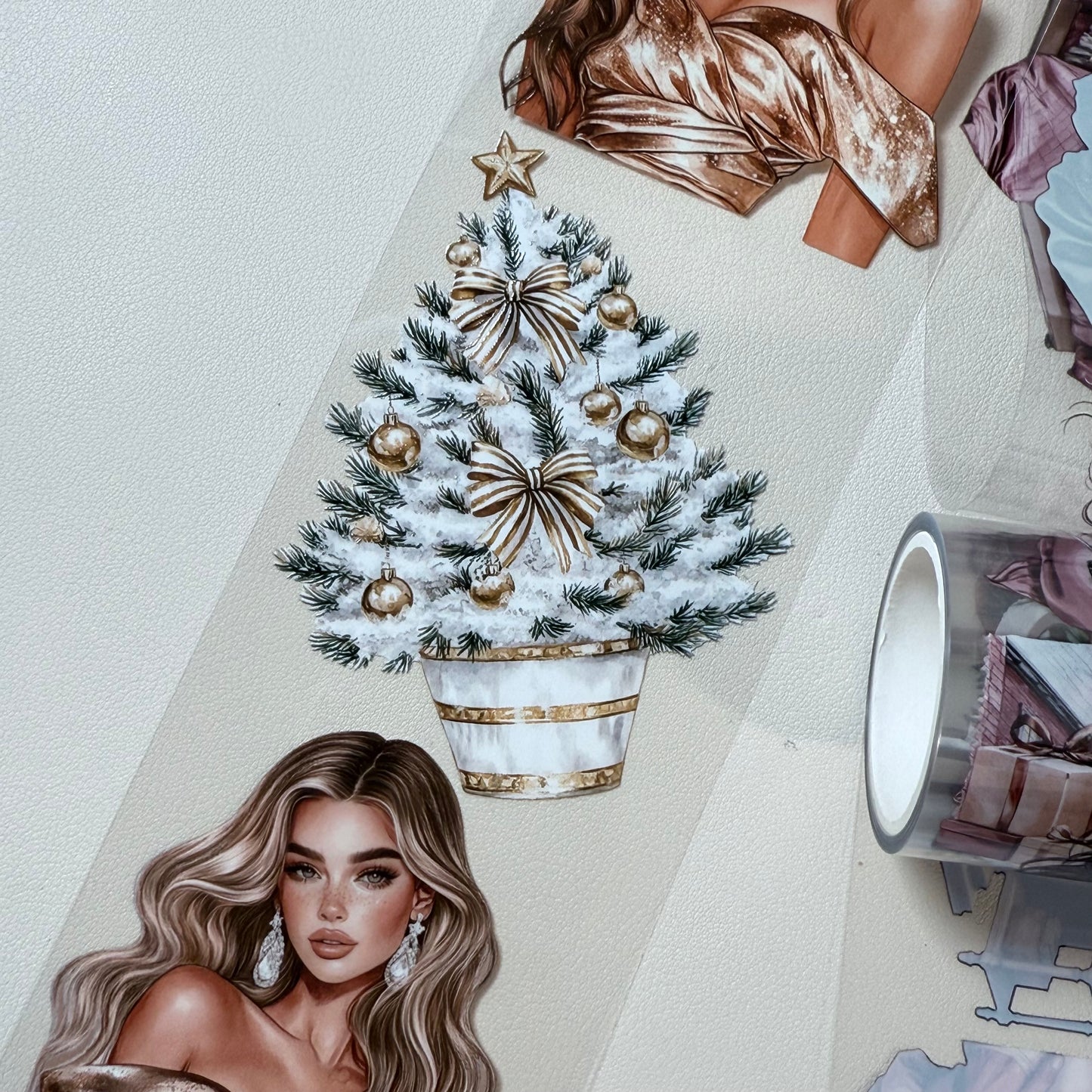 PET 3D raised The Giftmakers and Golden Tidings tape,one roll fashion, junk journal, scrapbooking,bullet journal, card making.