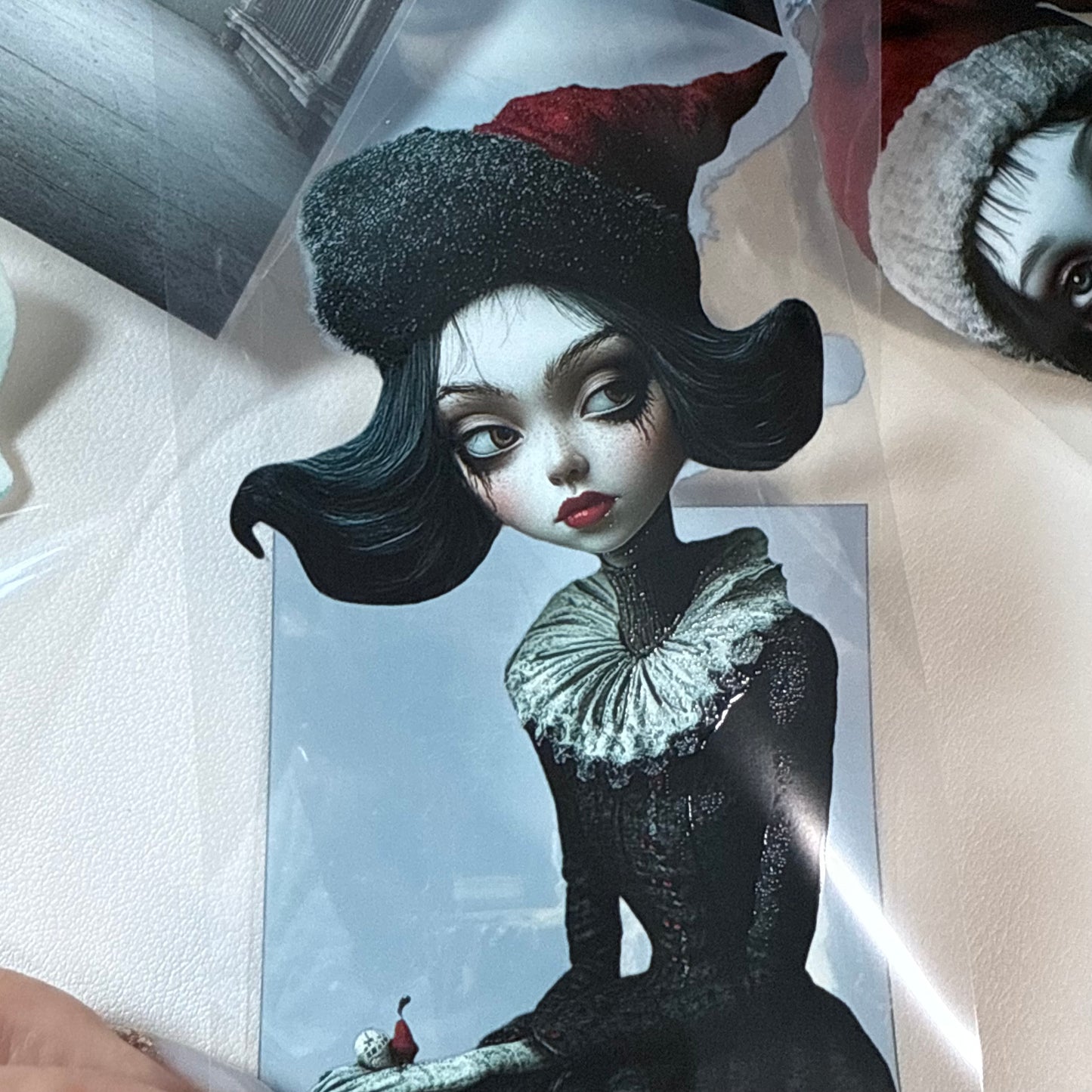 PET 3D raised Winter Woman and Goth Christmas tape,one roll fashion, junk journal, scrapbooking,bullet journal, card making.