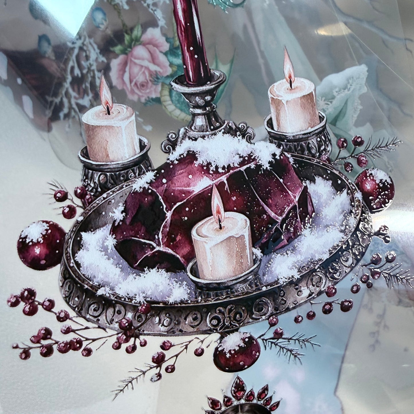 Snowpetal Faerie Dragons and Garnet Winter Witch 3D PET Foil Washi Tape