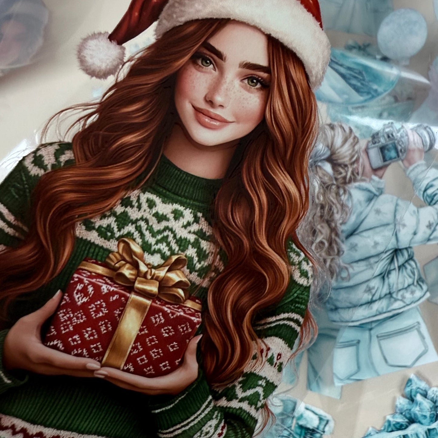 PET 3D raised Rustic Christmas and Frosted Northern lights tape,one roll fashion, junk journal, scrapbooking,bullet journal, card making.