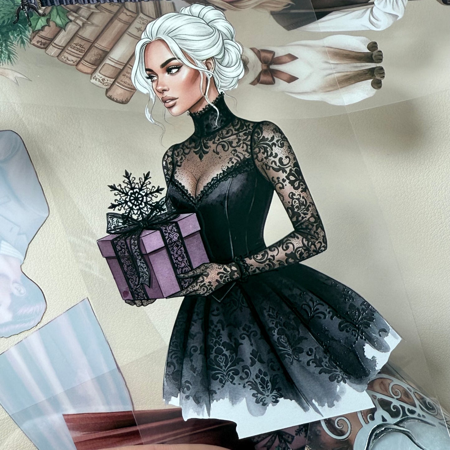 PET 3D raised Silent Yuletide and Light Academia Christmas tape,one roll fashion, junk journal, scrapbooking,bullet journal, card making.