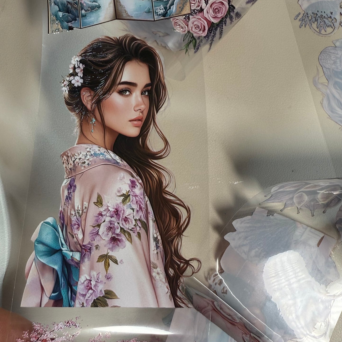 PET 3D raised Lavender Provence and Japanese dreams tape,one roll fashion, junk journal, scrapbooking,bullet journal, card making.