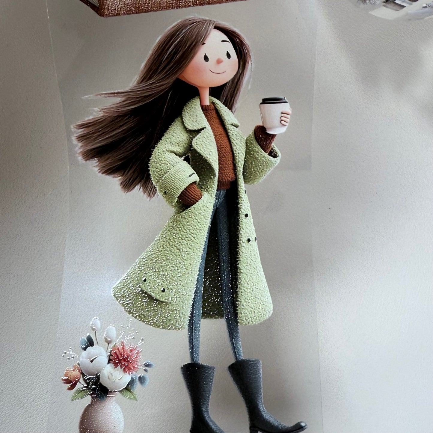 PET 3D raised Cozy Winter and Whimsical Fluffy Coffee tape,one roll fashion, junk journal, scrapbooking,bullet journal, card making.