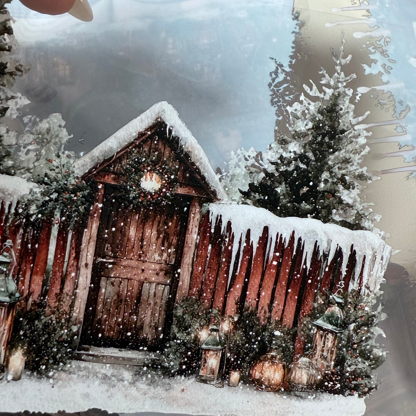 PET 3D raised Winter Landscape3 tape,one roll fashion, junk journal, scrapbooking,bullet journal, card making.