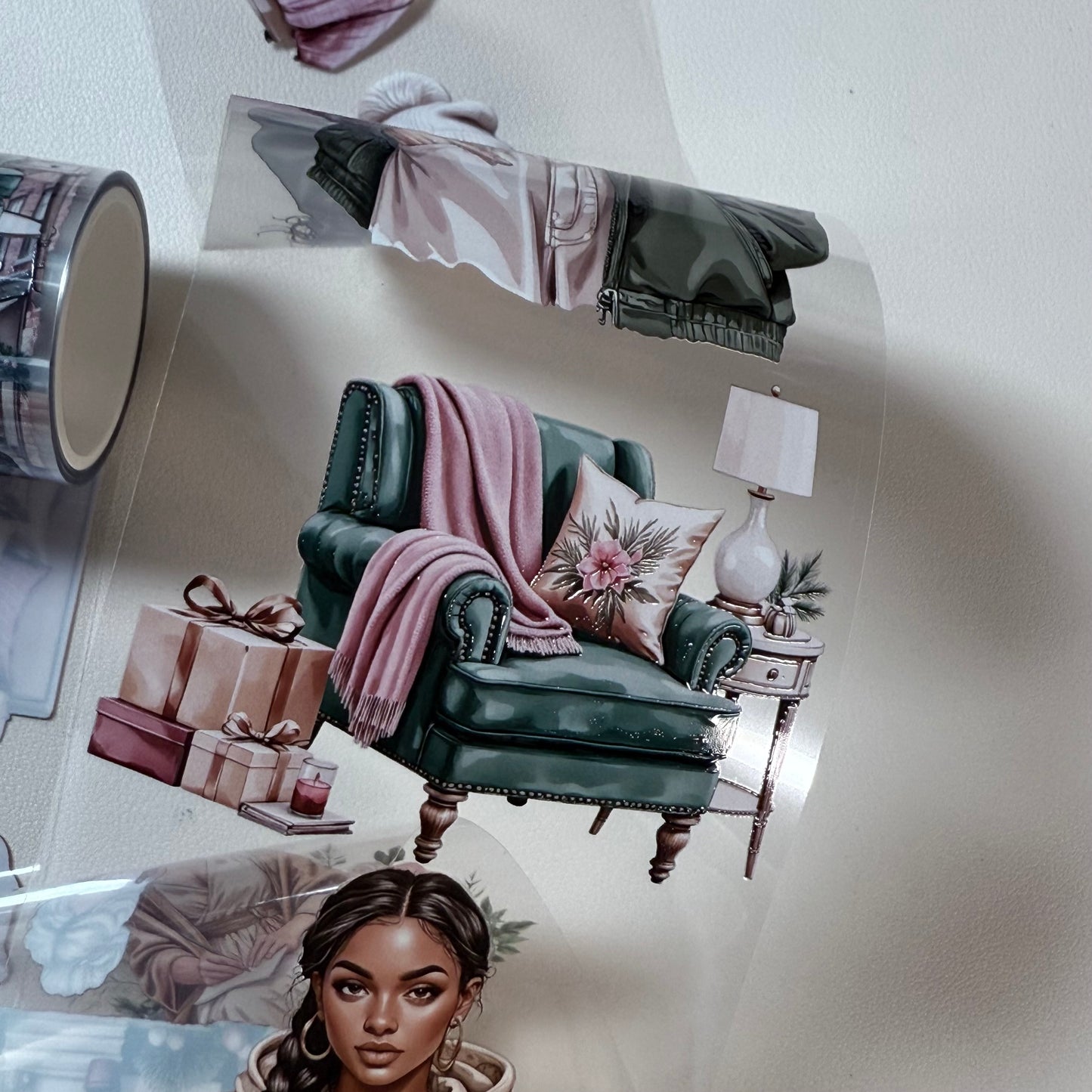 PET 3D raised The Giftmakers and Golden Tidings tape,one roll fashion, junk journal, scrapbooking,bullet journal, card making.