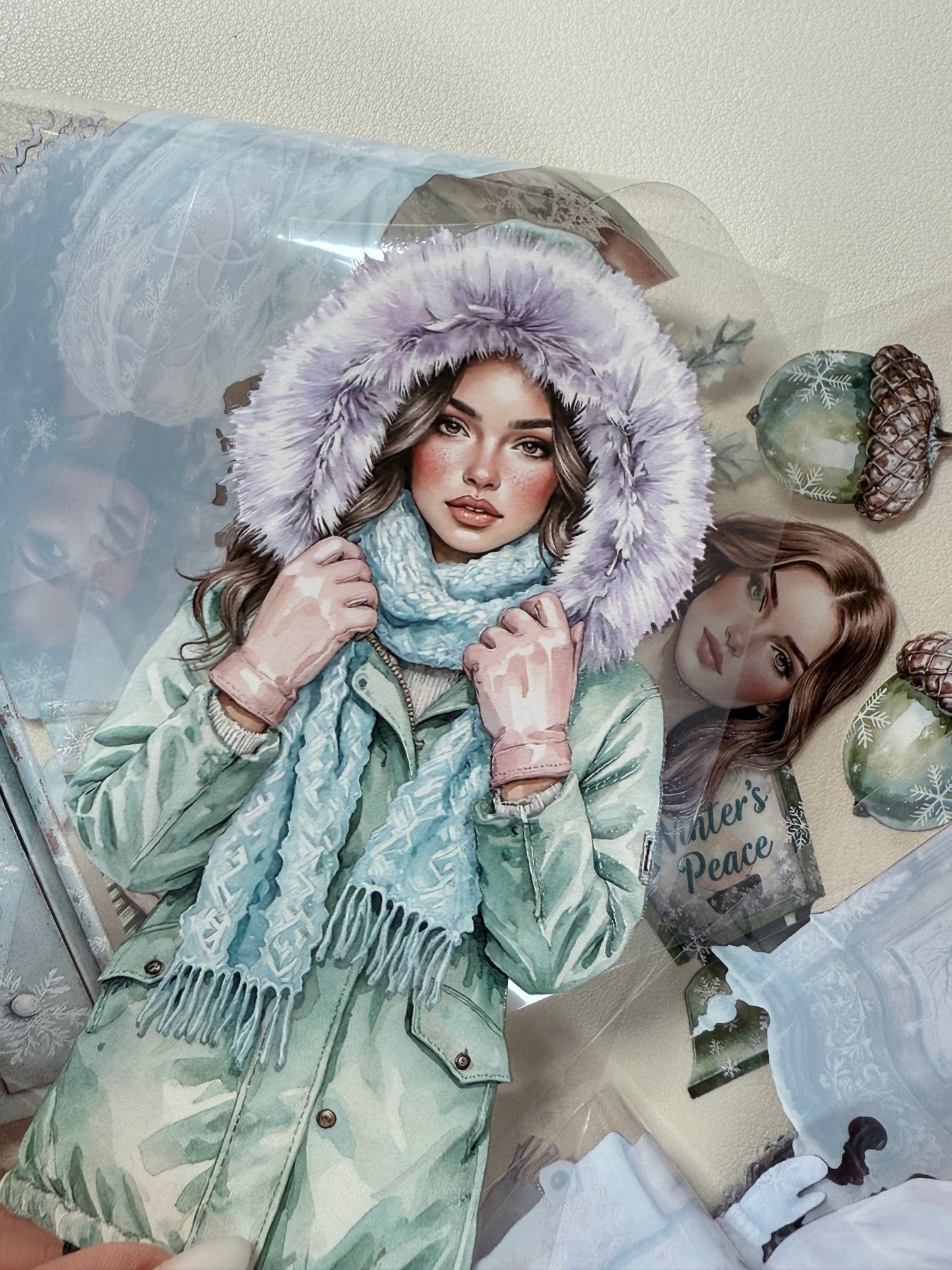 PET 3D raised Winter Wonderland2 and  Snowy Woodland tape,one roll fashion, junk journal, scrapbooking,bullet journal, card making.