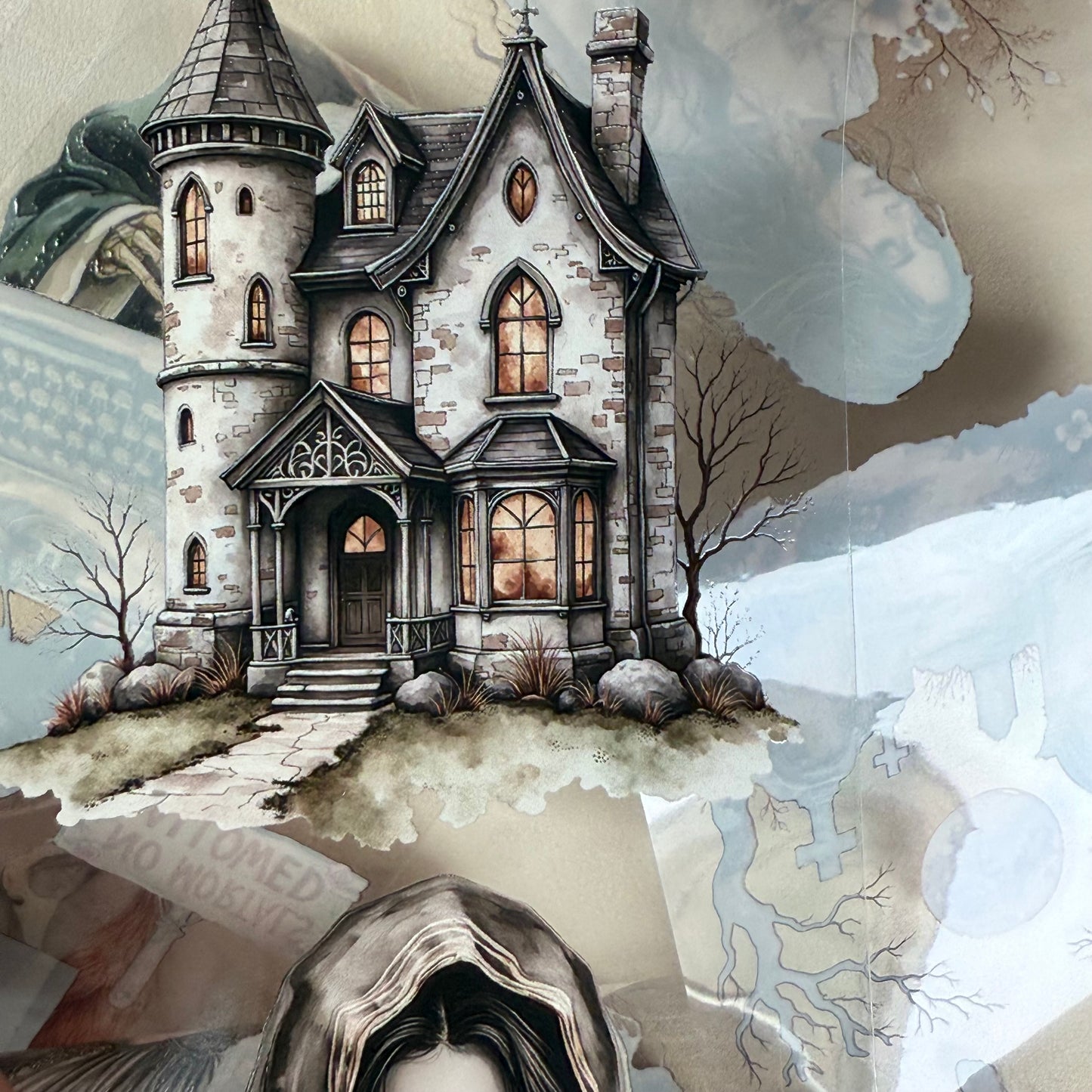 PET 3D raised Skeleton Witch and Haunted Halls tape,one roll fashion, junk journal, scrapbooking,bullet journal, card making.