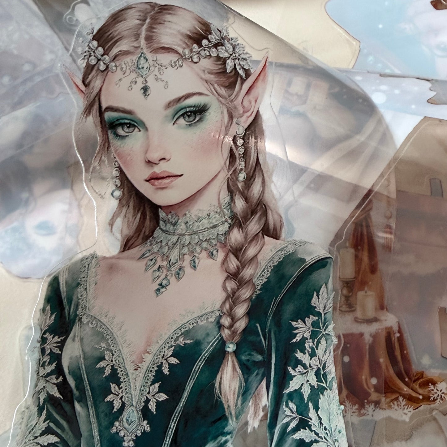 KISSCUT  Winter Elven Couture and Topaz Winter Witch PET 3D raised tape,one roll fashion, junk journal, scrapbooking,bullet journal, card making.