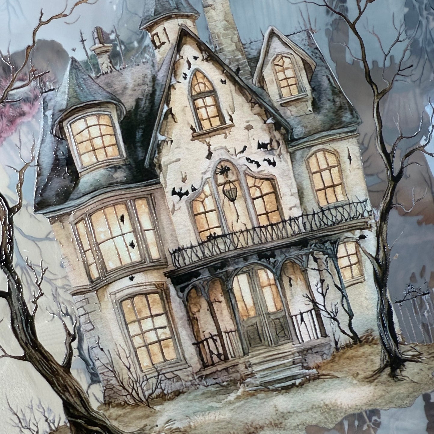 PET 3D raised Halloween Landscape  tape,one roll fashion, junk journal, scrapbooking,bullet journal, card making.