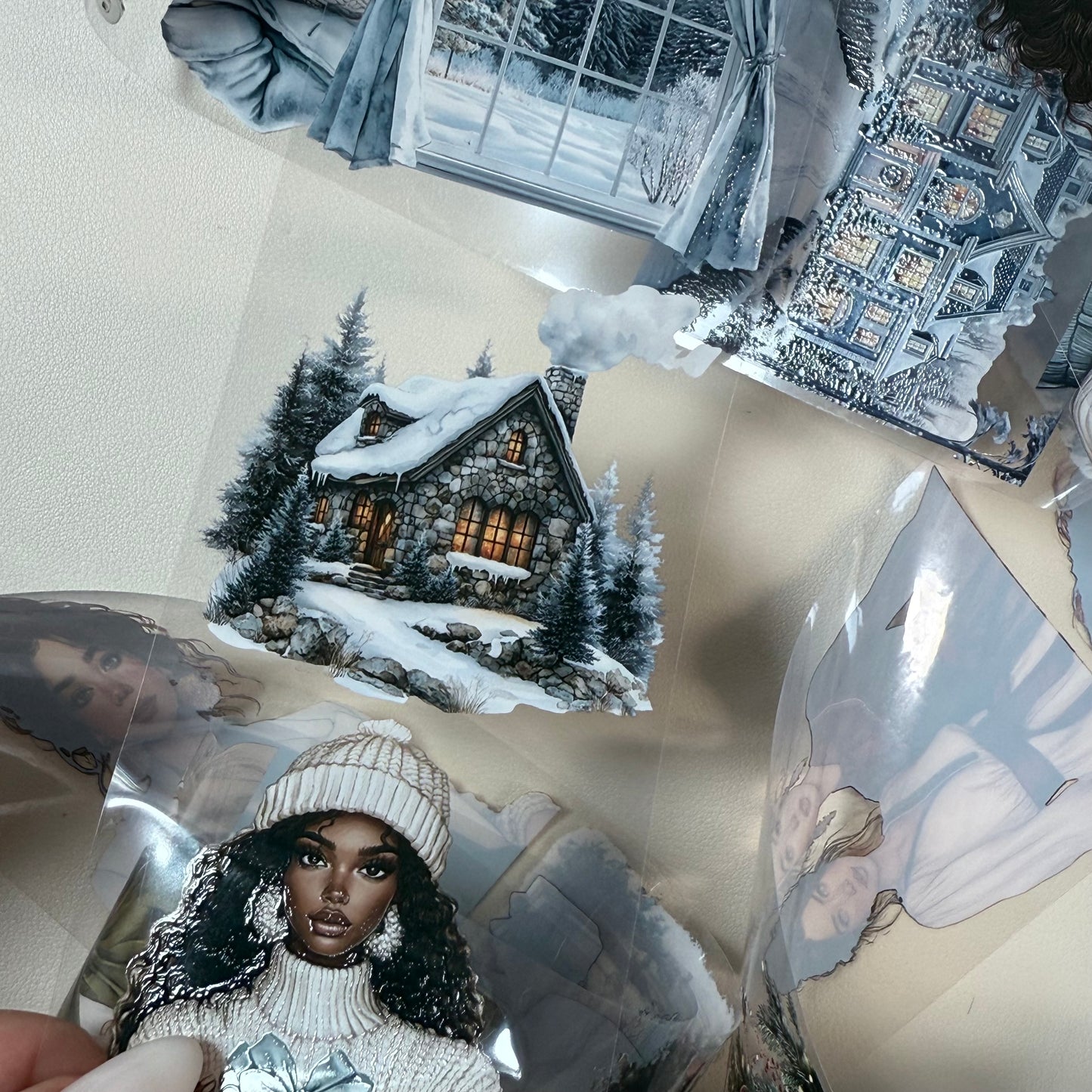 PET 3D raised Classic Christmas 2 and Icy whisper winter tape,one roll fashion, junk journal, scrapbooking,bullet journal, card making.