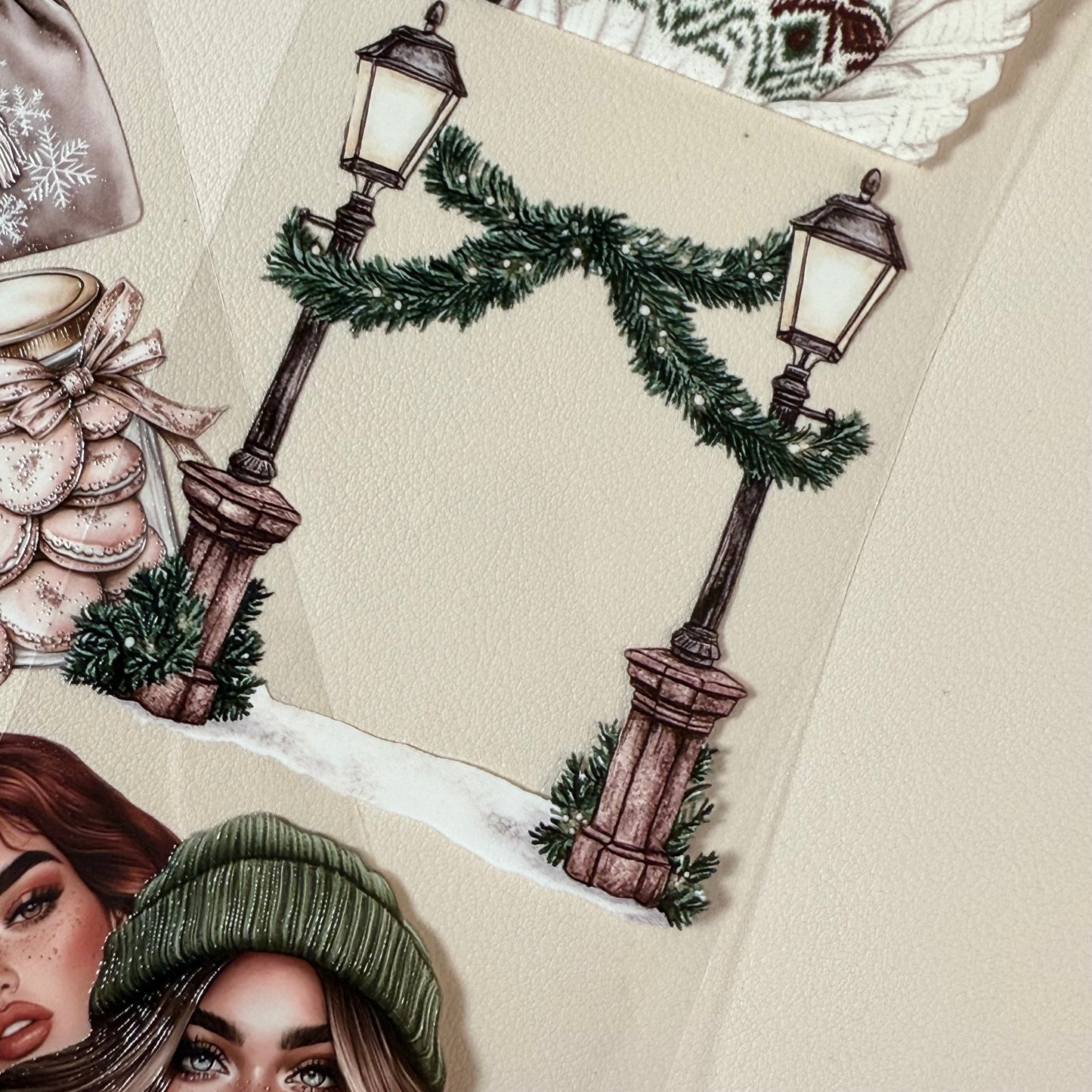 PET 3D raised Nordic Knit Winter and Champagne Christmas tape,one roll fashion, junk journal, scrapbooking,bullet journal, card making.