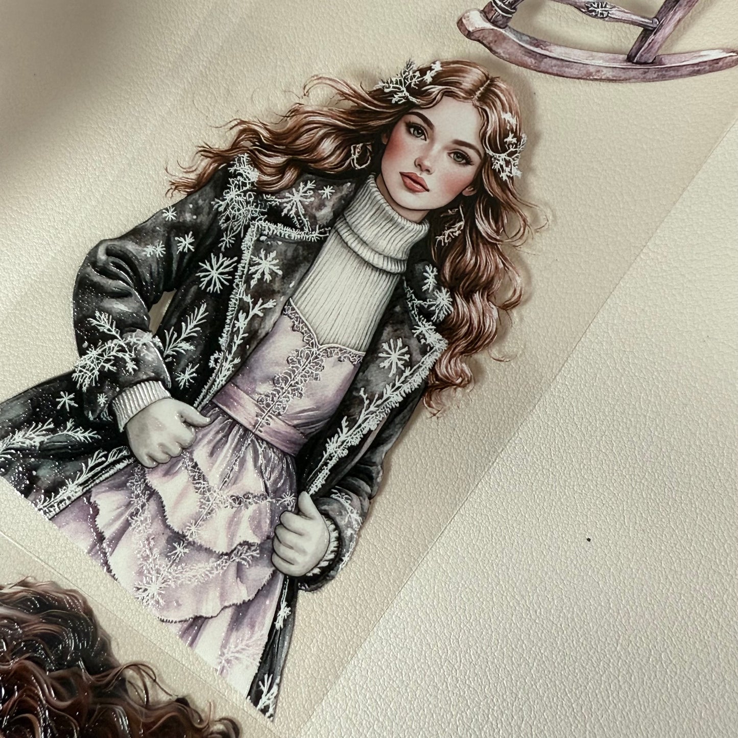 PET 3D raised Pink and teal Christmas and Frosted Fables tape,one roll fashion, junk journal, scrapbooking,bullet journal, card making.