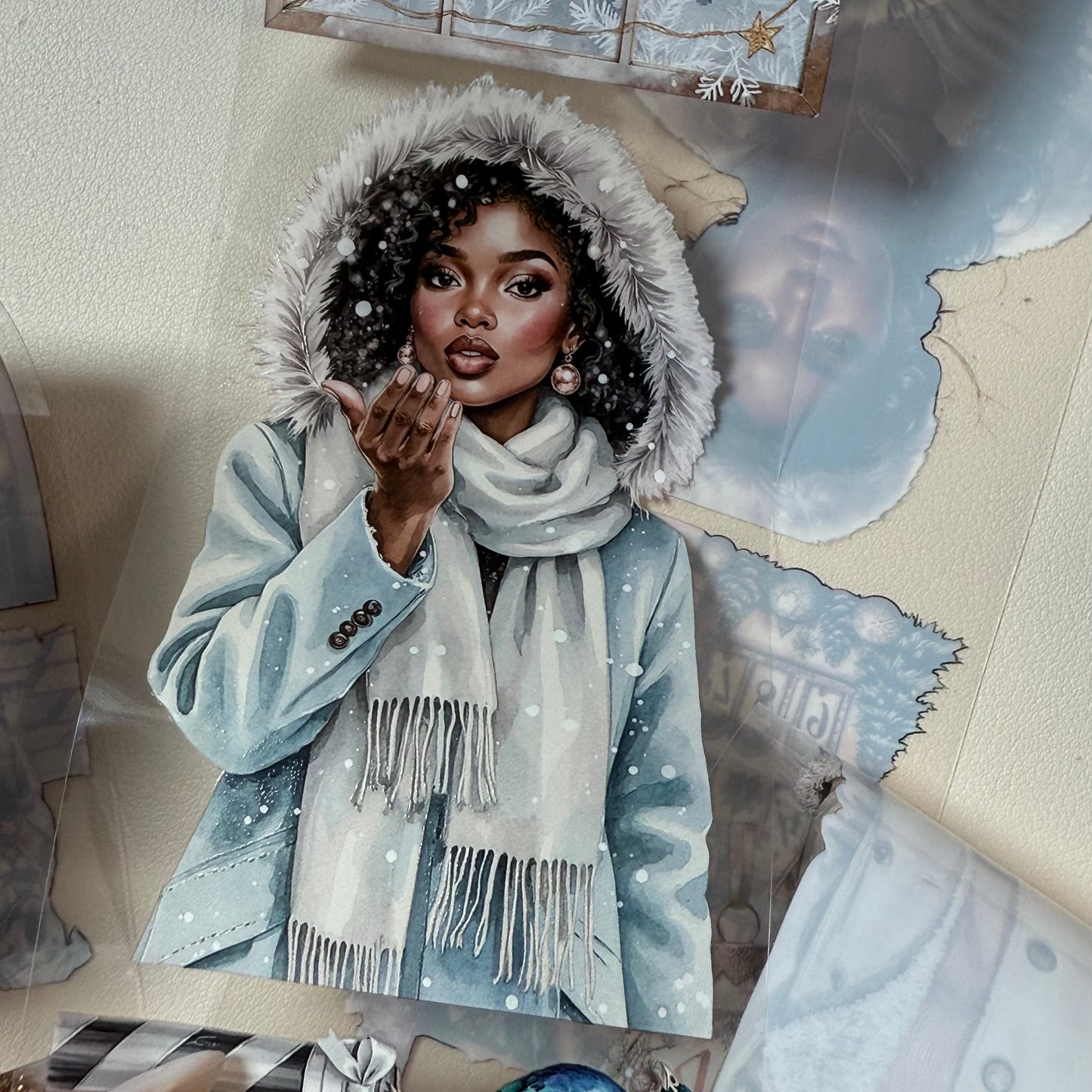 PET 3D raised Modern Christmas in the City and Festive Wonderland tape,one roll fashion, junk journal, scrapbooking,bullet journal, card making.