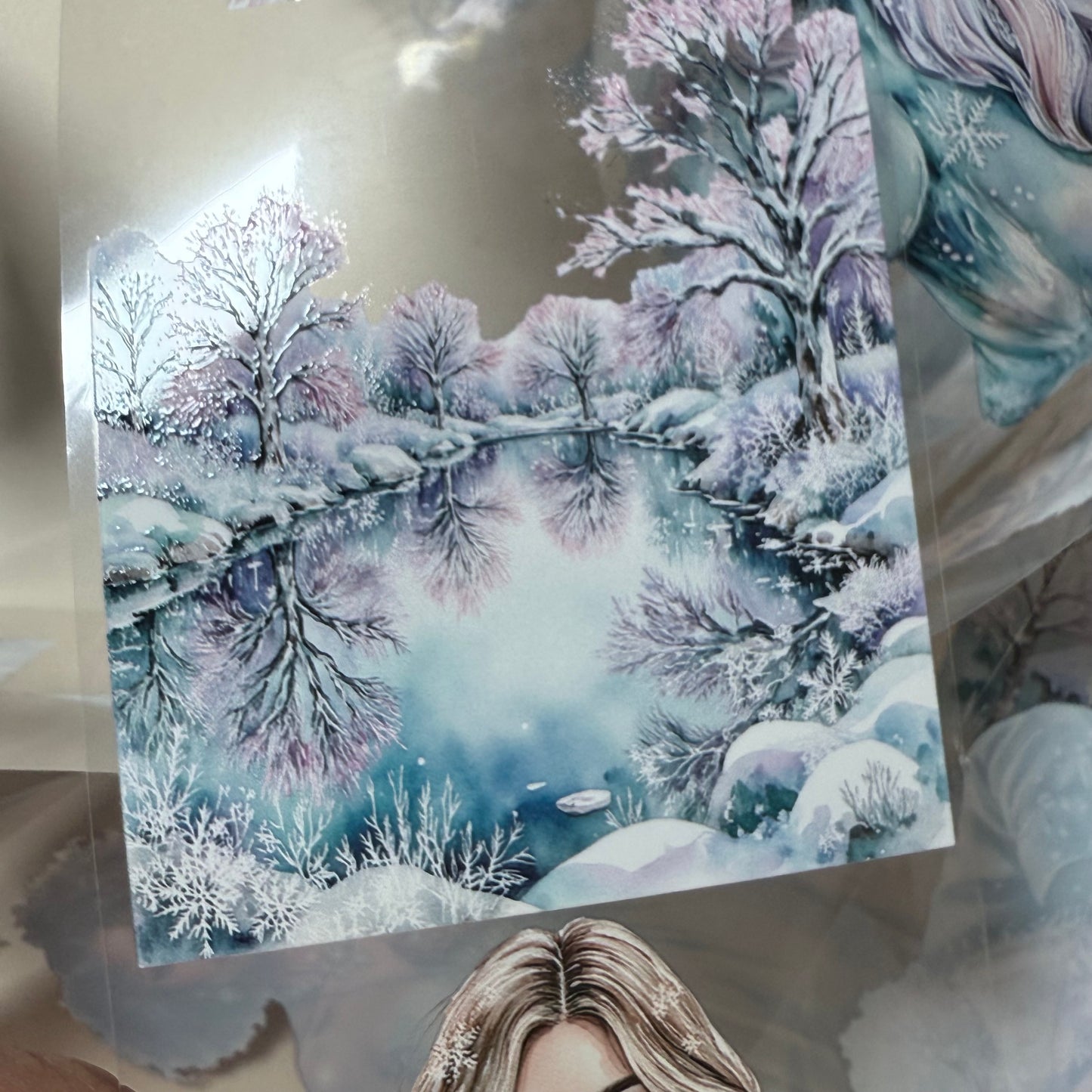 PET 3D raised Blue Pastel Winter and Frosted Whispers tape,one roll fashion, junk journal, scrapbooking,bullet journal, card making.