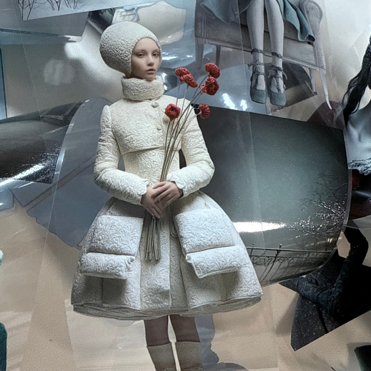 PET 3D raised Winter Woman and Goth Christmas tape,one roll fashion, junk journal, scrapbooking,bullet journal, card making.