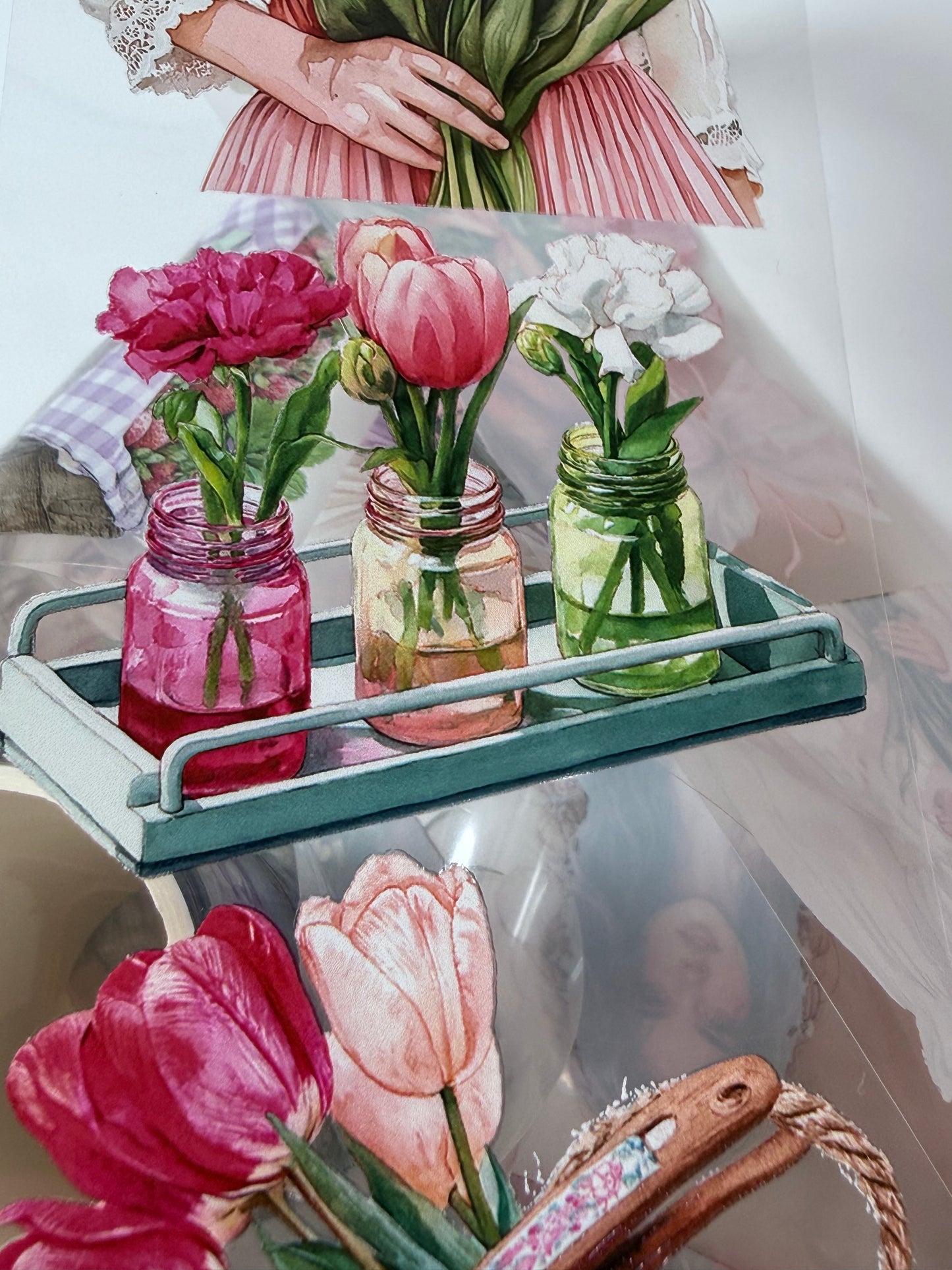 Lavender and Sage and Tulips and Carnations PET 3D raised tape
