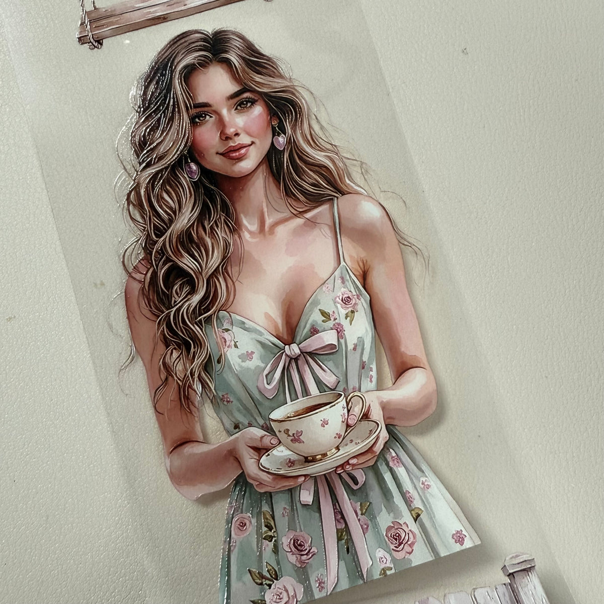 PET Romantic Tea and Love Letters 3D raised tape,one roll fashion, junk journal, scrapbooking,bullet journal, card making.