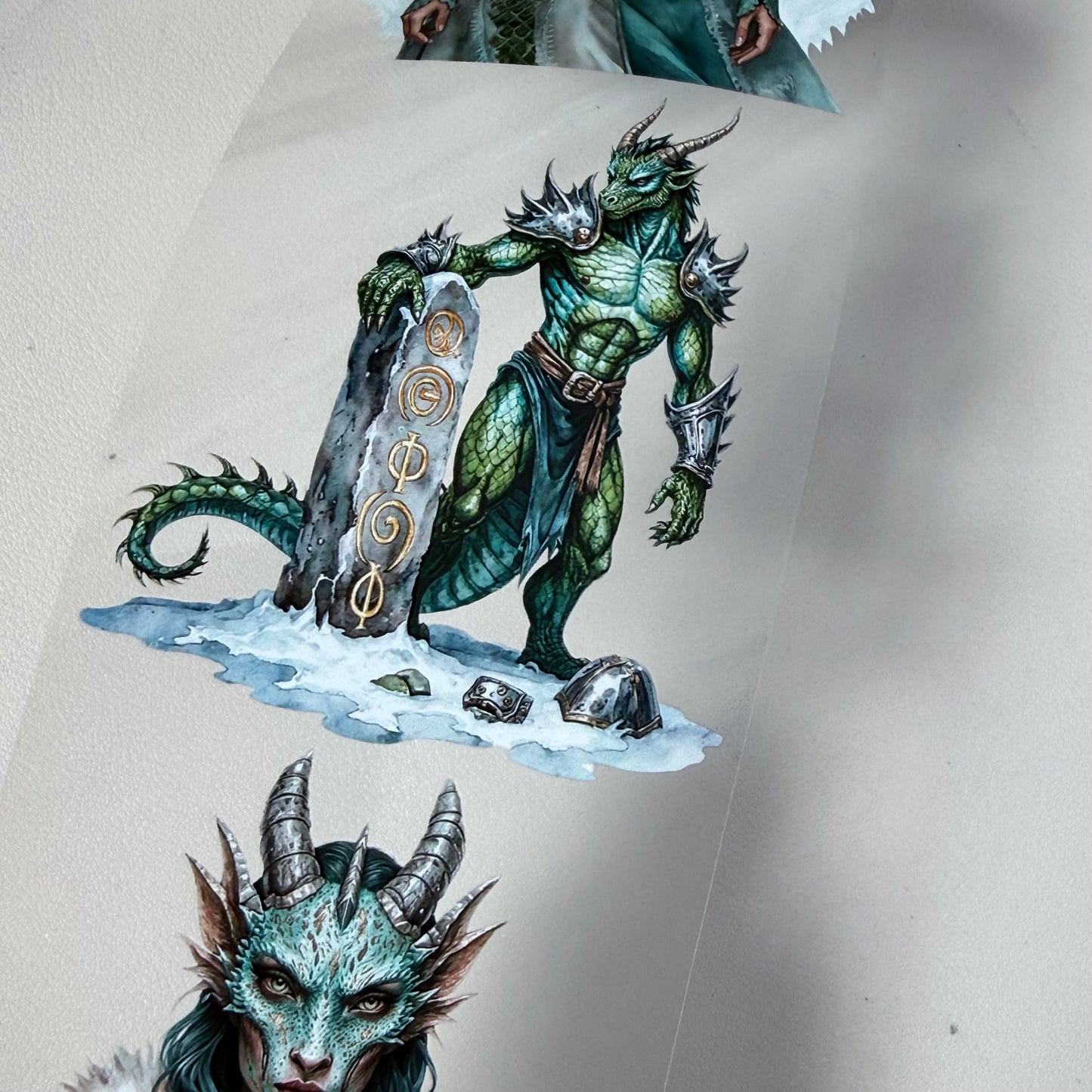 Runestone Winter Wyrms and Moonshadow Night Dragons PET 3D raised tape,one roll fashion, junk journal, scrapbooking,bullet journal, card making.