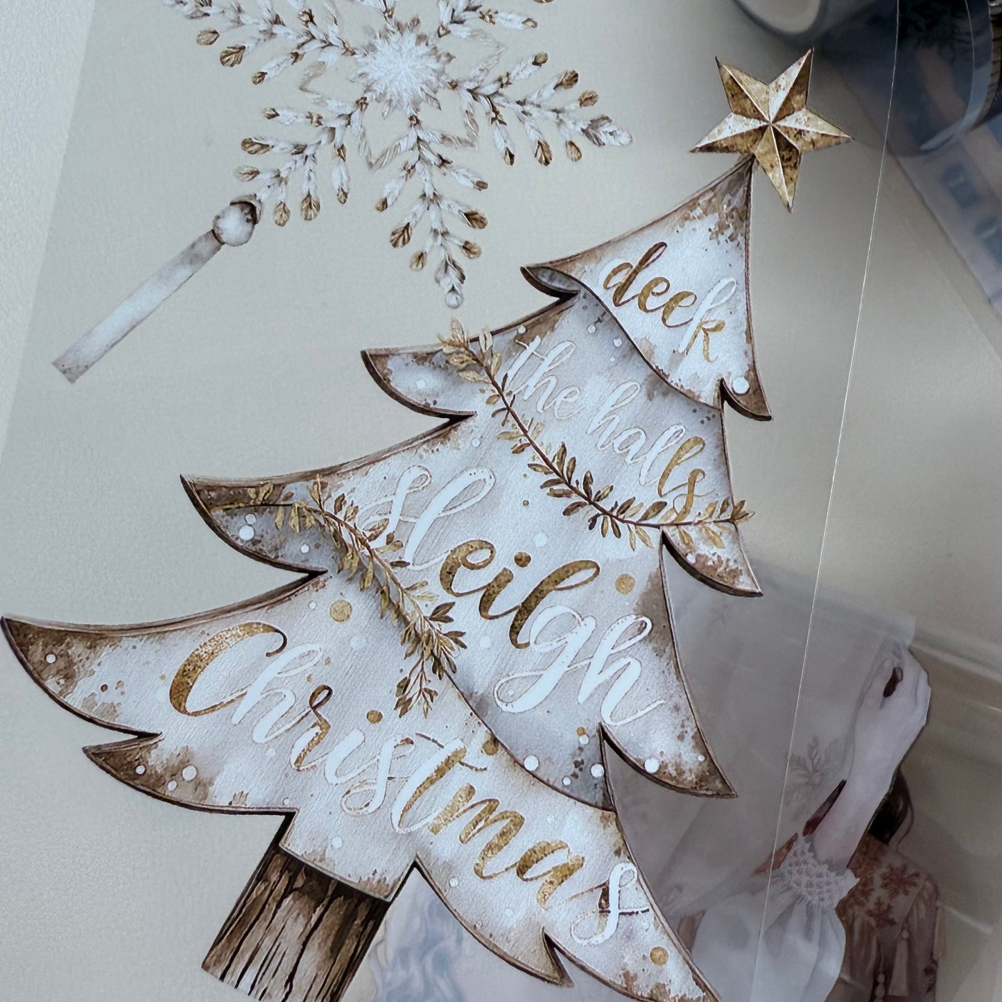 PET 3D raised Christmas in the city and Boho Golden Christmas tape,one roll fashion, junk journal, scrapbooking,bullet journal, card making.