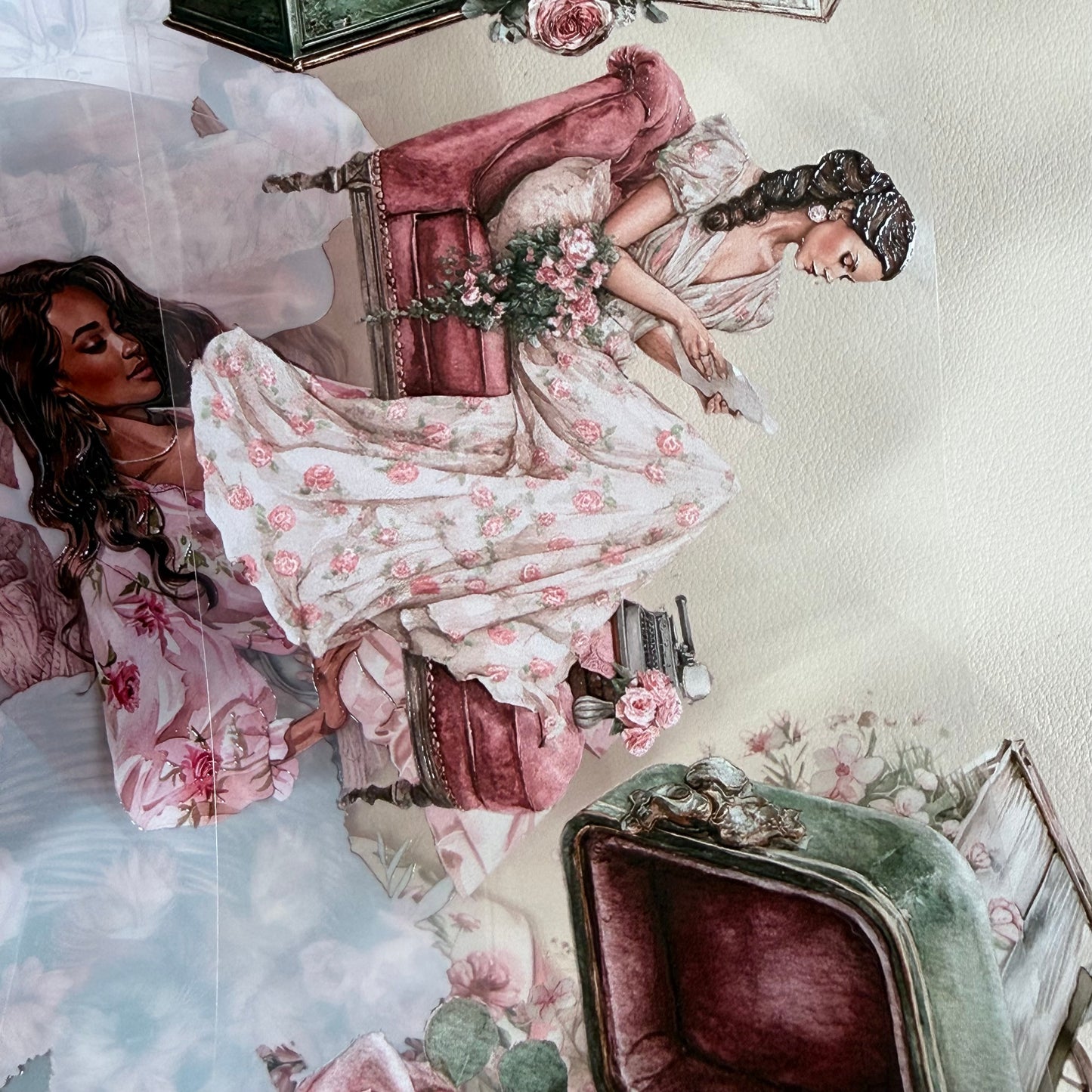 PET Shabby chic romance and Lovely springtime 3D raised tape,one roll fashion, junk journal, scrapbooking,bullet journal, card making.