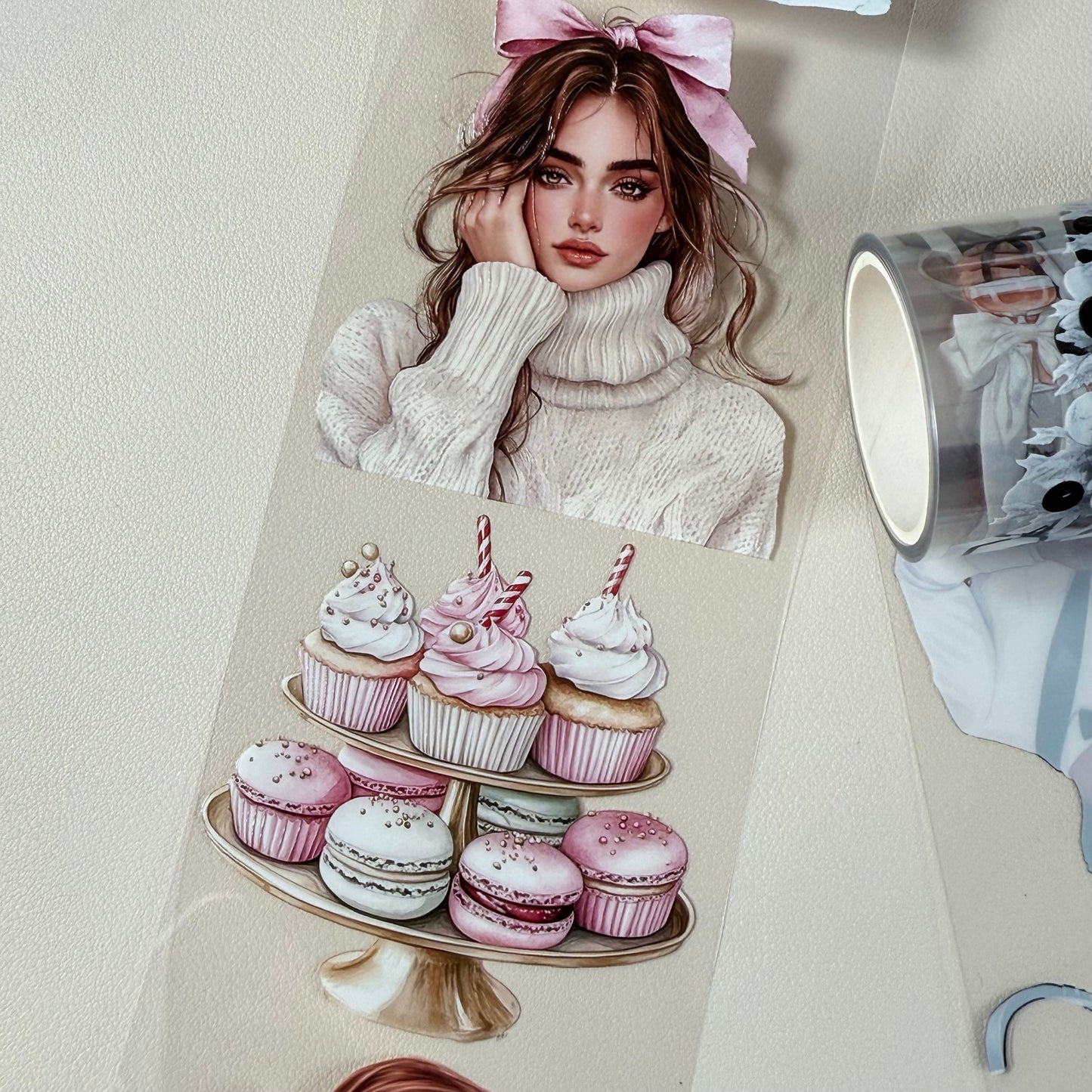 PET 3D raised Noir Noel Luxe and Pinkmas tape,one roll fashion, junk journal, scrapbooking,bullet journal, card making.