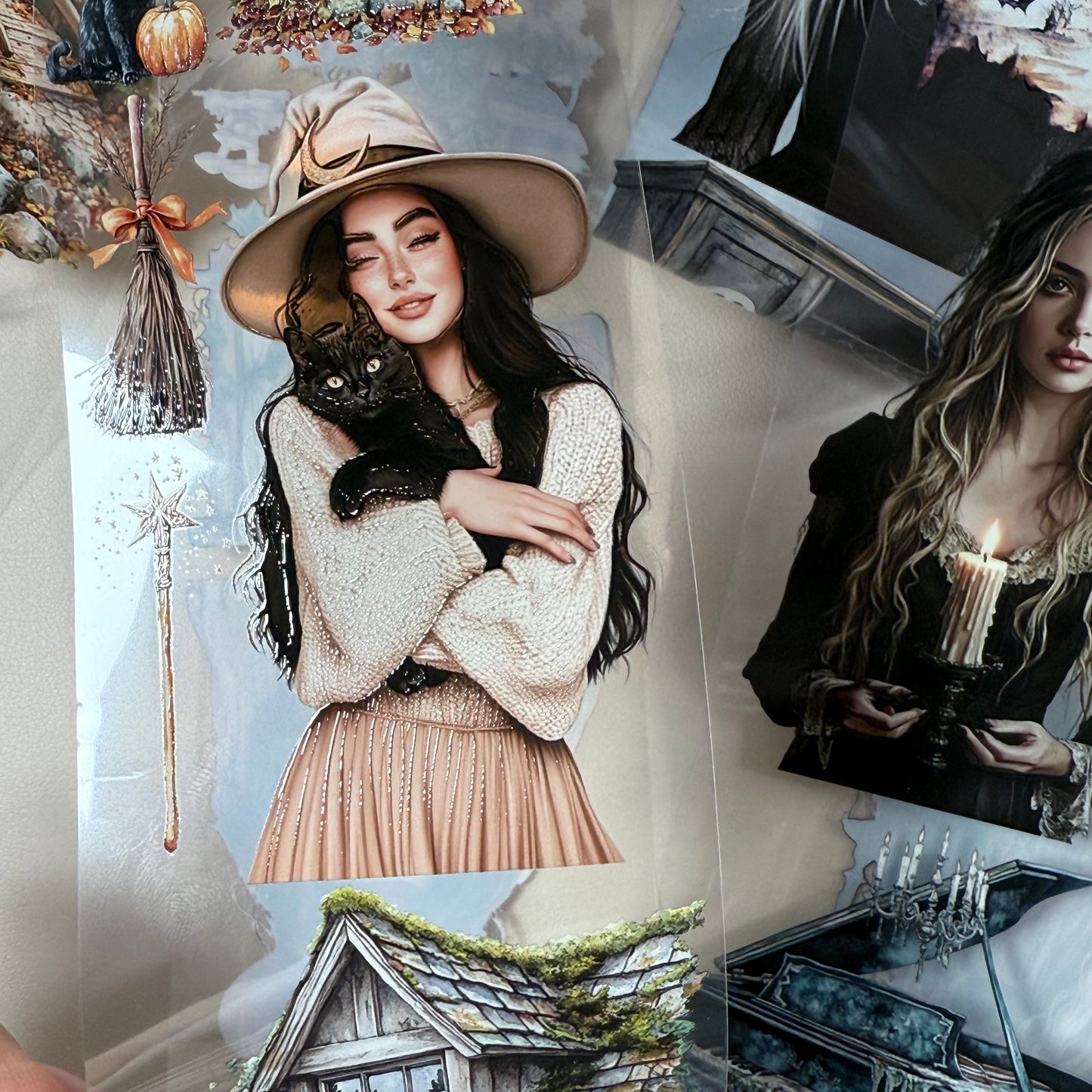 PET 3D raised Haunted house3 and Witching Autumn tape,one roll fashion, junk journal, scrapbooking,bullet journal, card making.