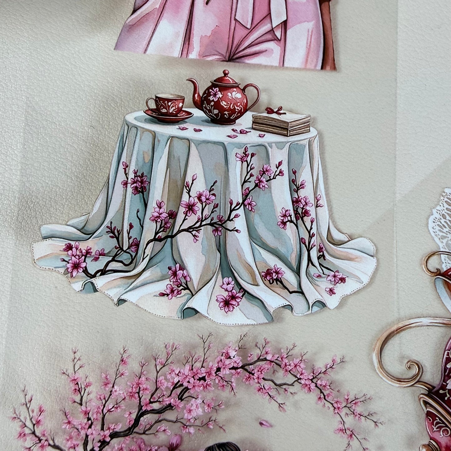 PET Magical Apothecary in Spring and Cherry Pink Garden 3D raised tape,one roll fashion, junk journal, scrapbooking,bullet journal, card making.