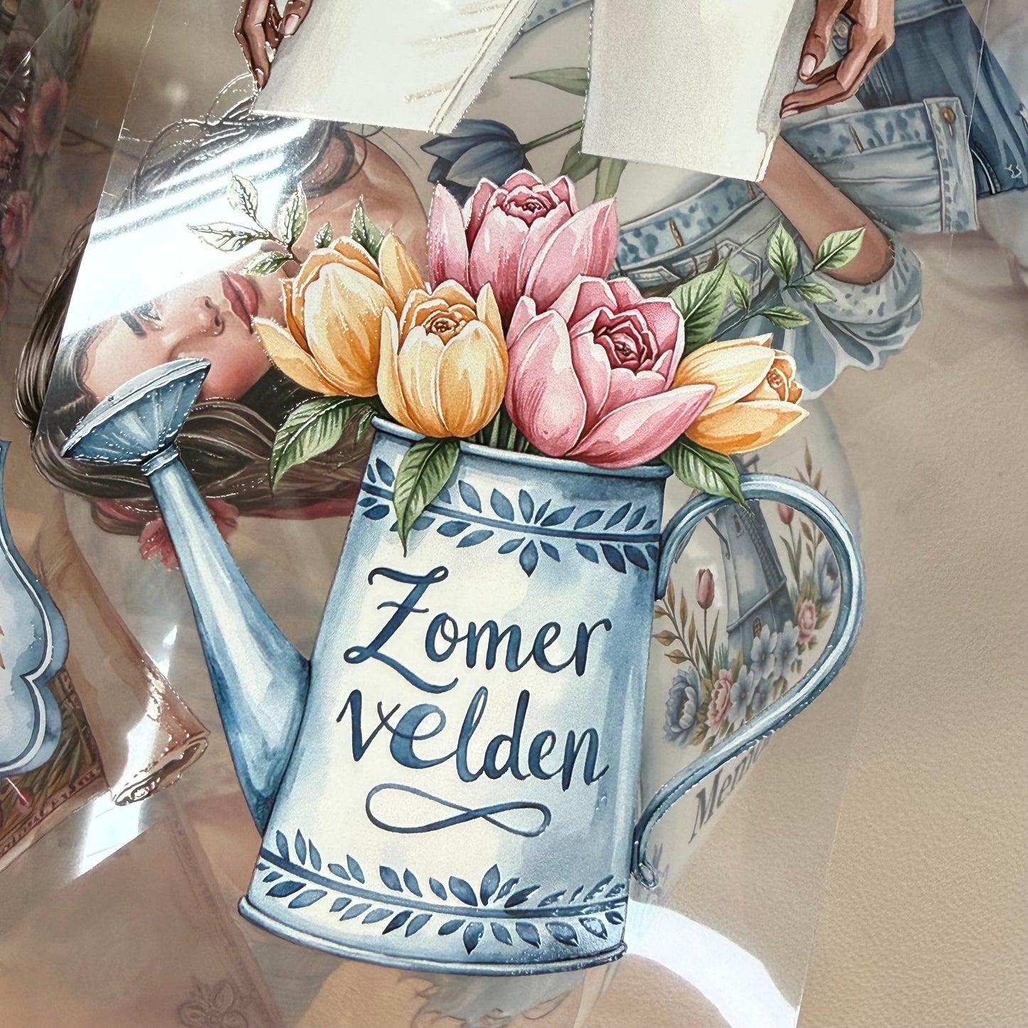 PET Poppy Bohemian Trails and  Delft Blue Windmills 3D raised tape,one roll fashion, junk journal, scrapbooking,bullet journal, card making.