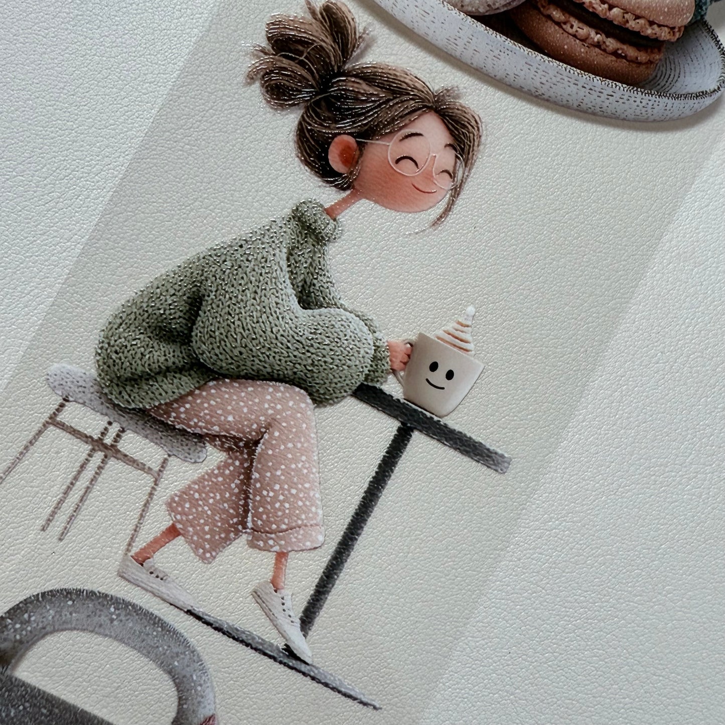 PET 3D raised Cozy Winter and Whimsical Fluffy Coffee tape,one roll fashion, junk journal, scrapbooking,bullet journal, card making.