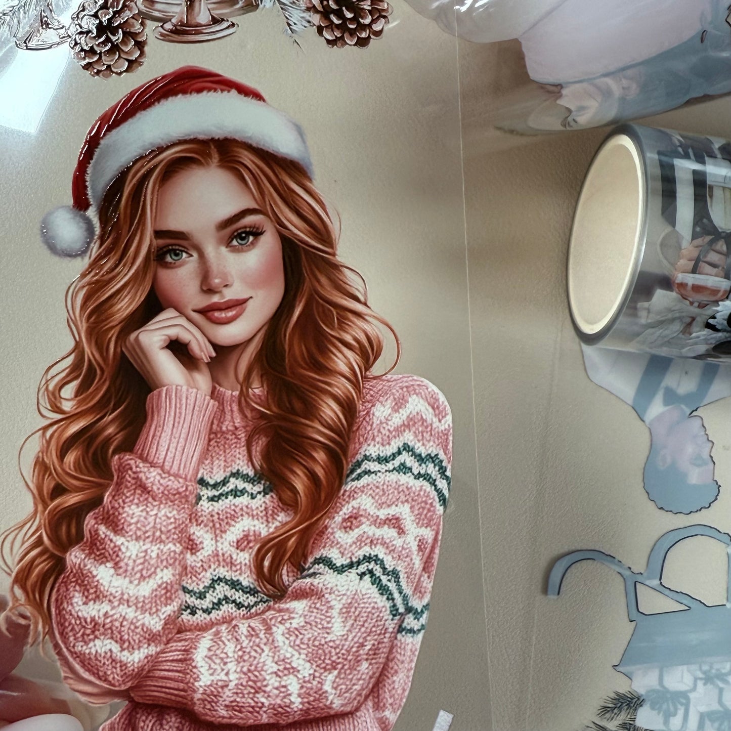 PET 3D raised Noir Noel Luxe and Pinkmas tape,one roll fashion, junk journal, scrapbooking,bullet journal, card making.