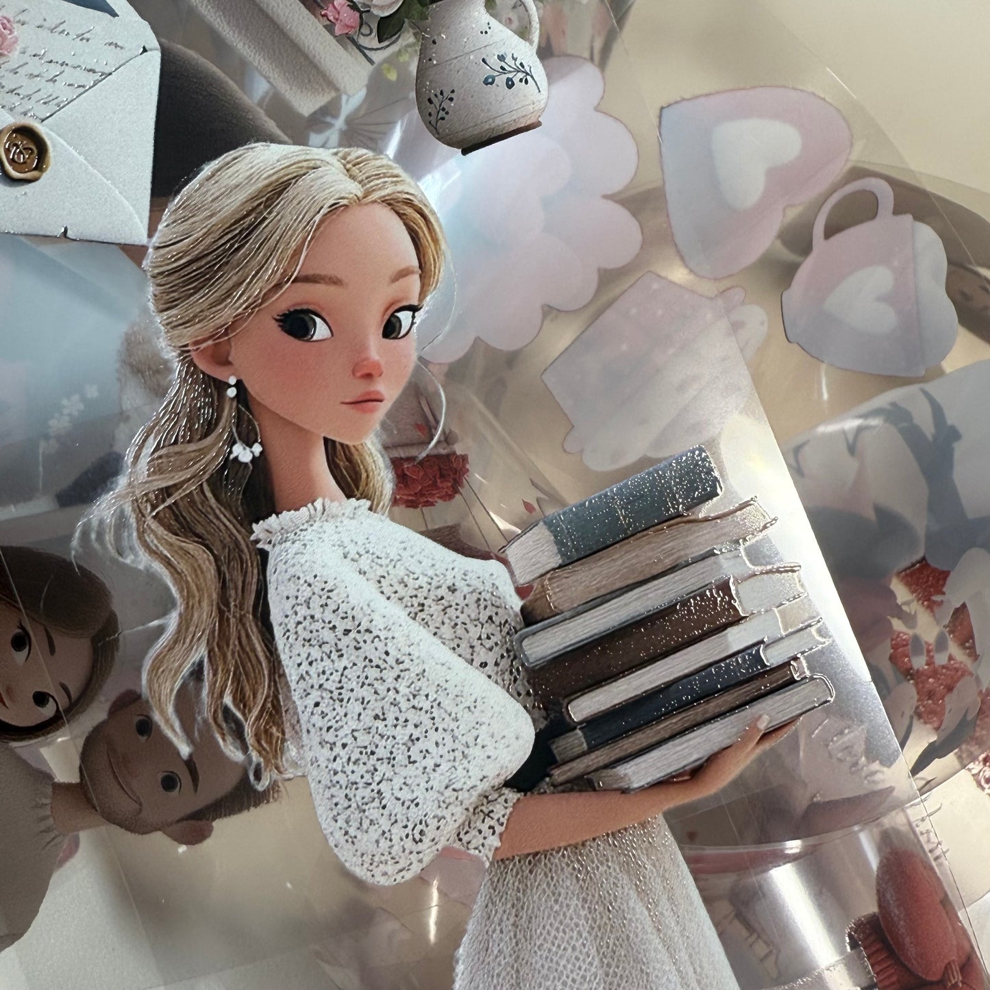 PET 3D raised Whimsical LOVE and Romantic Academia ape,one roll fashion, junk journal, scrapbooking,bullet journal, card making.