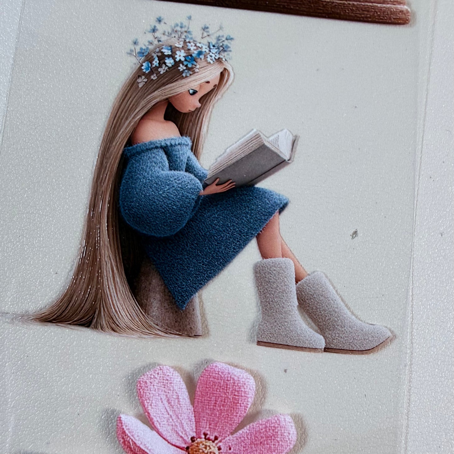 Whimsical Purple Spring and Wildflower Book PET 3D raised tape,one roll fashion, junk journal, scrapbooking,bullet journal, card making.