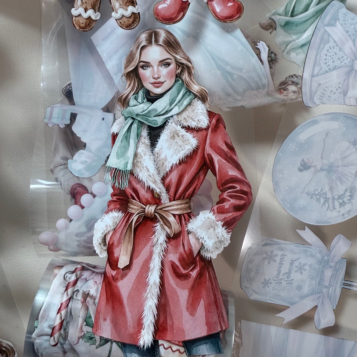 PET 3D raised Candy Cane Lane2 and Holiday Dreams tape,one roll fashion, junk journal, scrapbooking,bullet journal, card making.