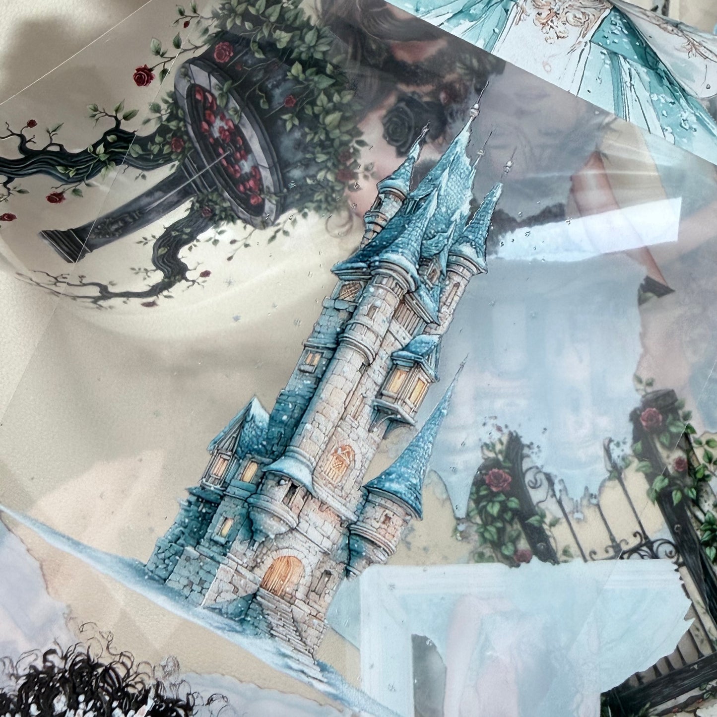 Ice Princess and Dark Gothic Garden PET 3D raised tape,one roll fashion, junk journal, scrapbooking,bullet journal, card making.