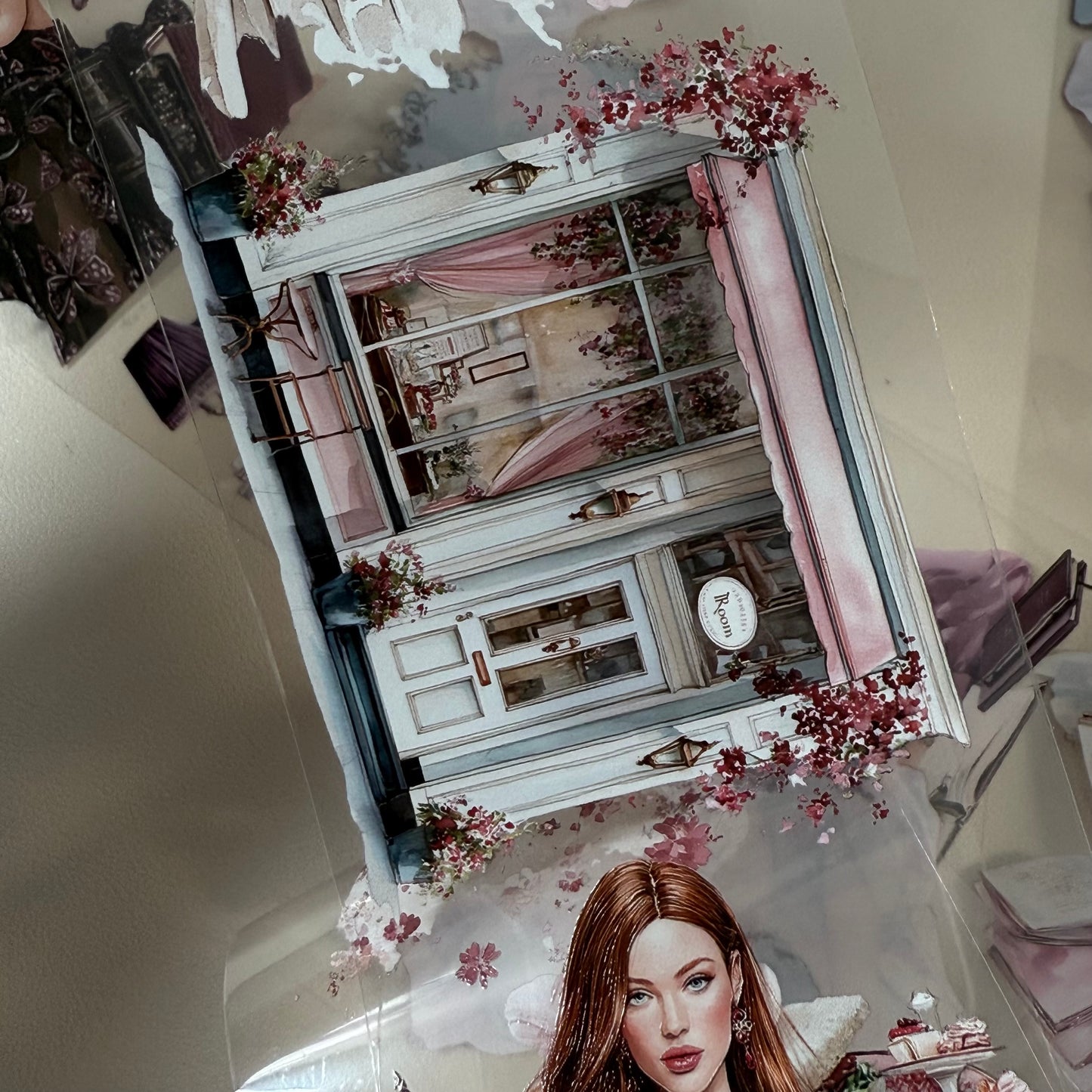 PET Floral tearoom and Dreamy Academia 3D raised tape,one roll fashion, junk journal, scrapbooking,bullet journal, card making.