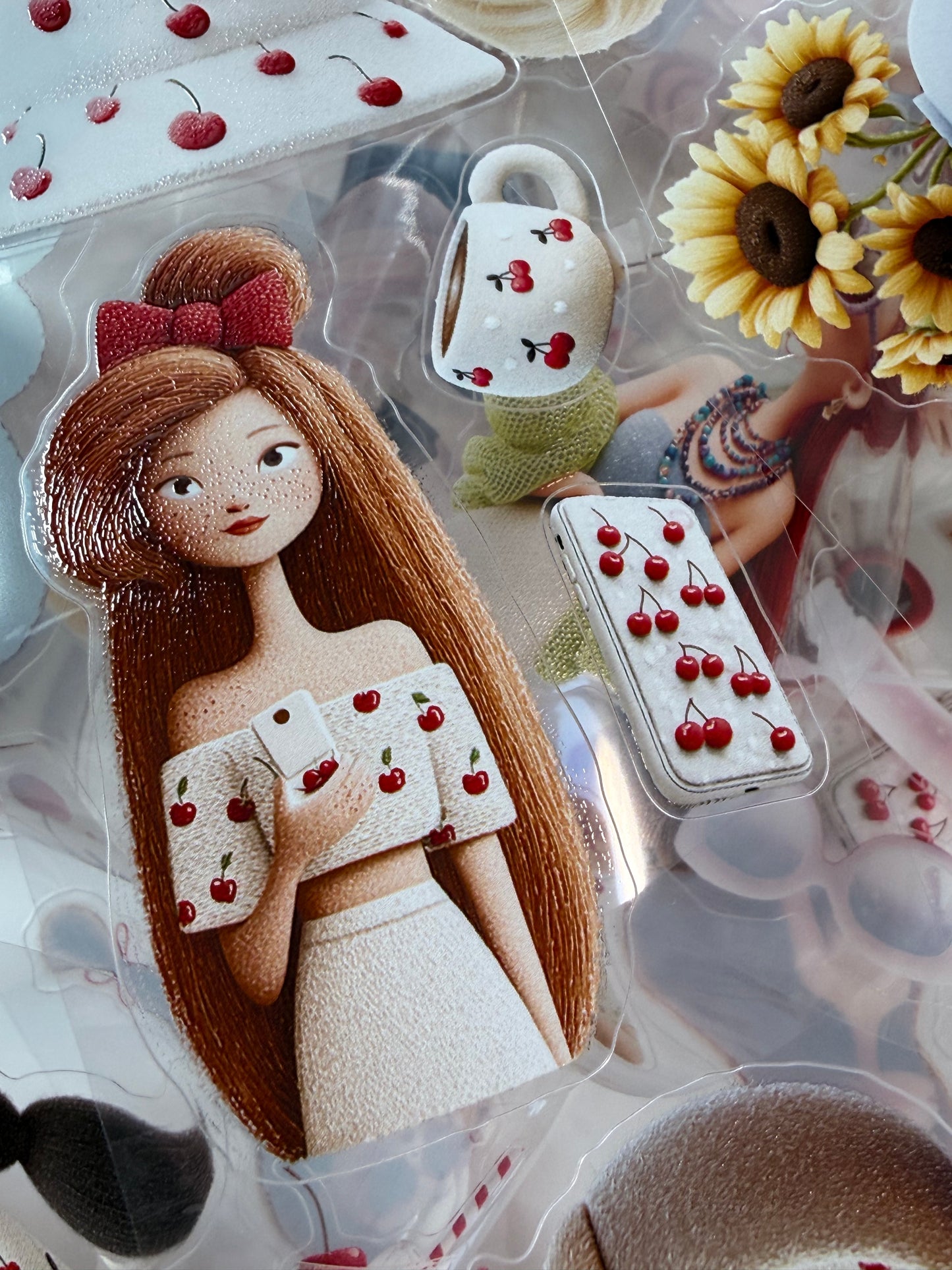 KISSCUT Whimsical Summer PET 3D raised tape,one roll fashion, junk journal, scrapbooking,bullet journal, card making.