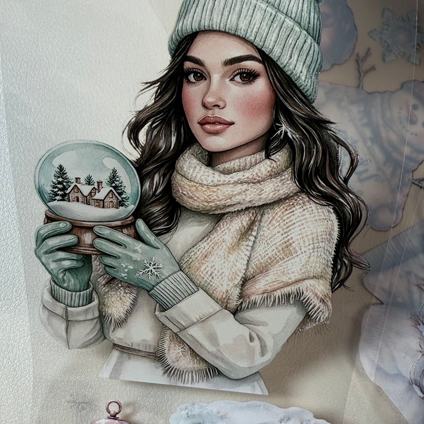 PET 3D raised Winter In The Country and in Wonderland tape,one roll fashion, junk journal, scrapbooking,bullet journal, card making.