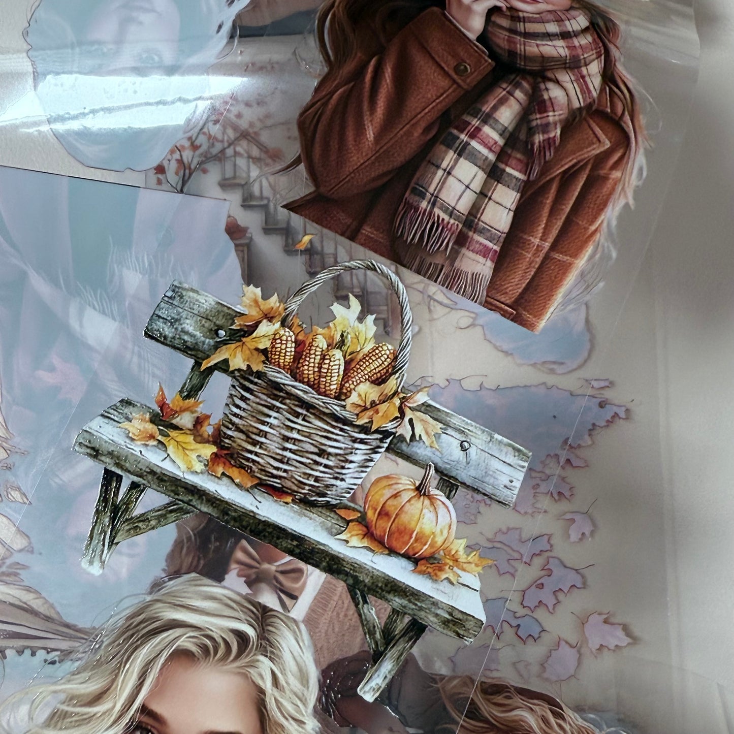 PET 3D raised Autumn wind and Cottage tape,one roll fashion, junk journal, scrapbooking,bullet journal, card making.