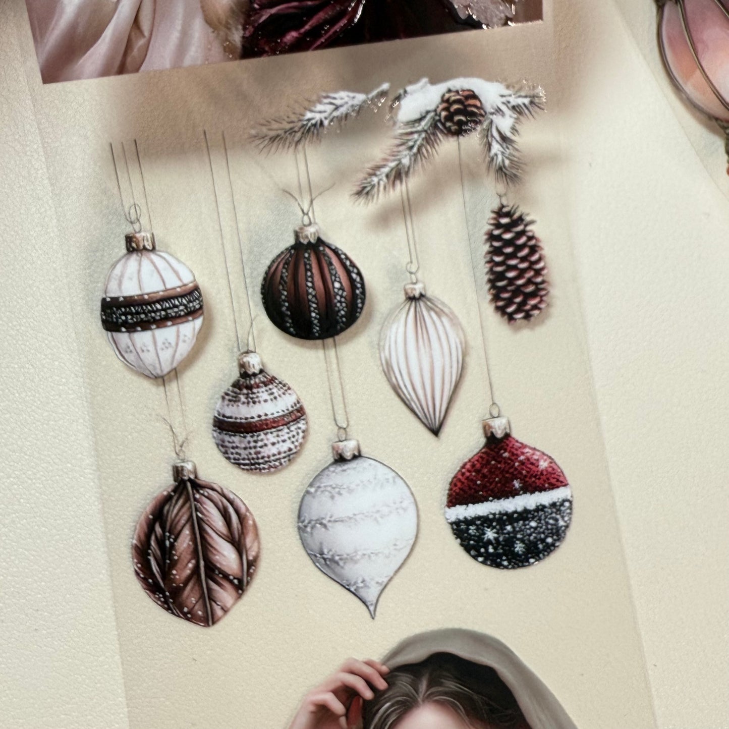 PET 3D raised Traditional Christmas tape,one roll fashion, junk journal, scrapbooking,bullet journal, card making.