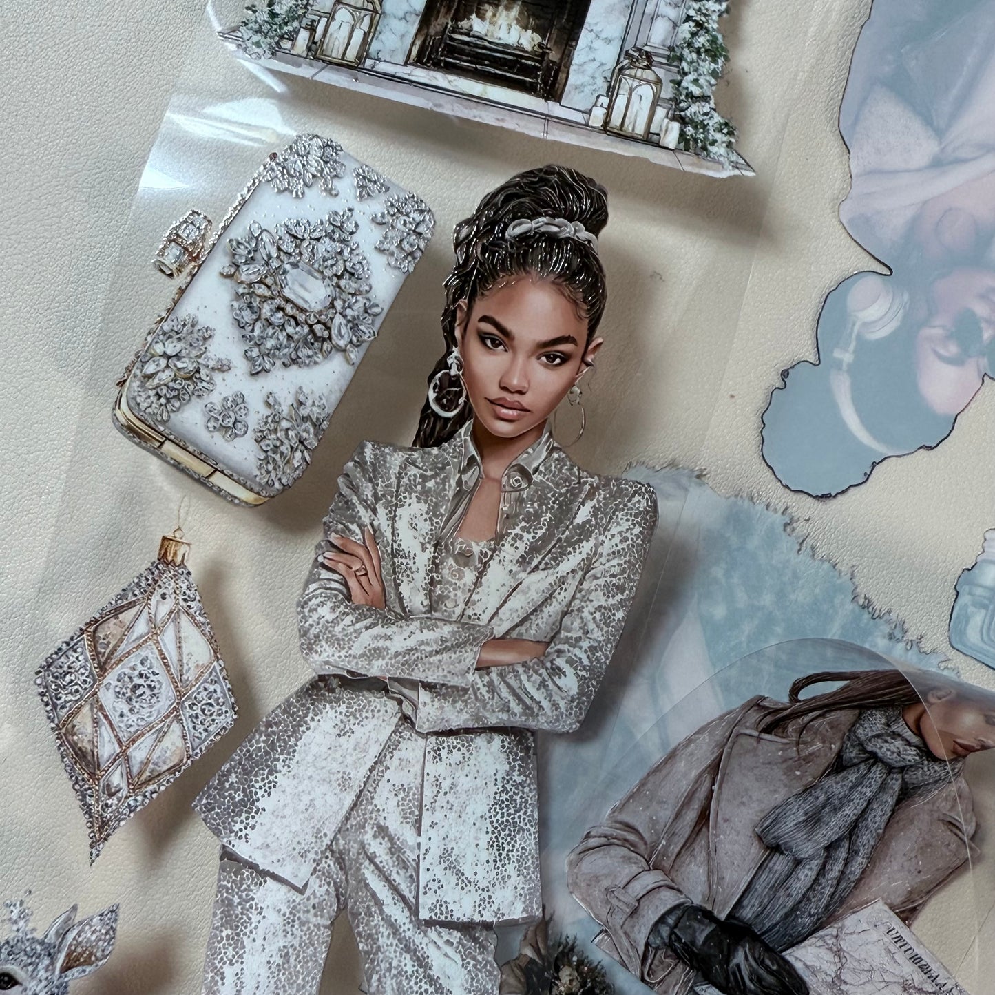 PET 3D raised Winter Adventure and Glam Christmas tape,one roll fashion, junk journal, scrapbooking,bullet journal, card making.