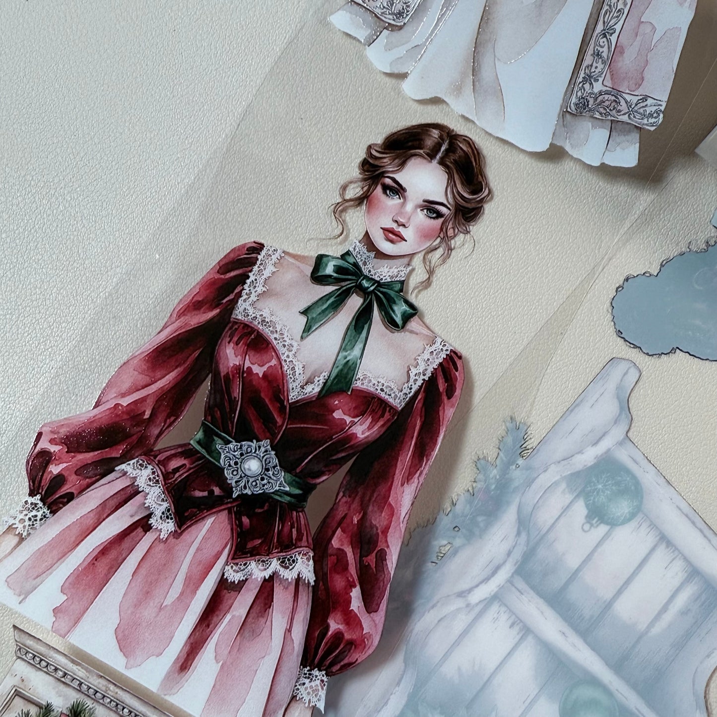 PET 3D raised Boho Christmas Classics and Cozy Christmas Glow tape,one roll fashion, junk journal, scrapbooking,bullet journal, card making.