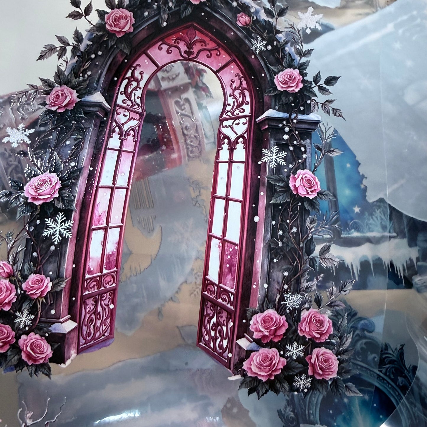 PET 3D raised Frosterd witch landscape 2 tape,one roll fashion, junk journal, scrapbooking,bullet journal, card making.